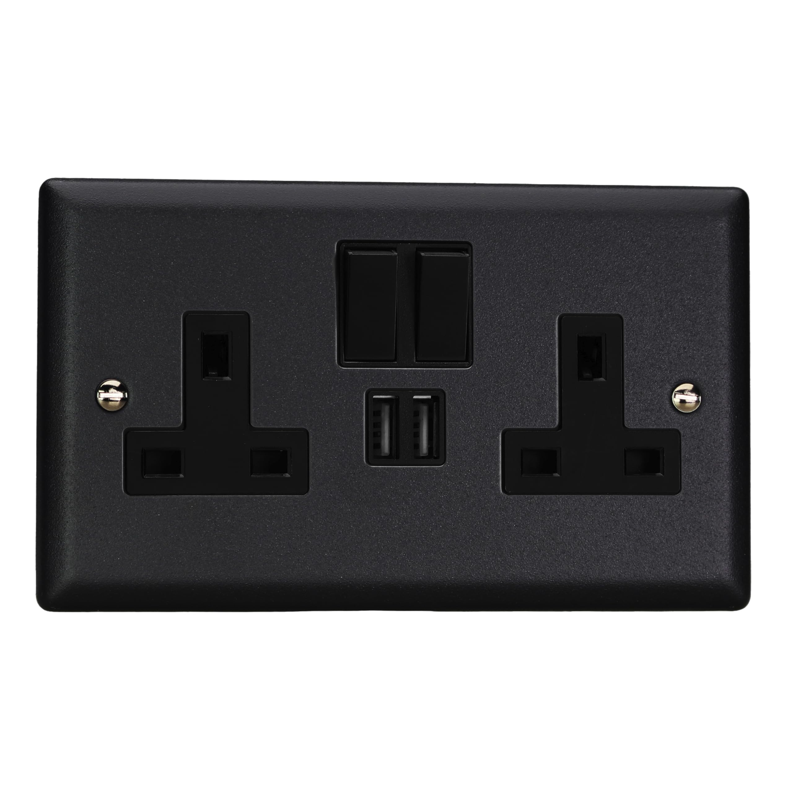 Varilight XY5U2SB.MB Urban Matt Black 2 Gang Double 13A Plug Socket 2.1A USB