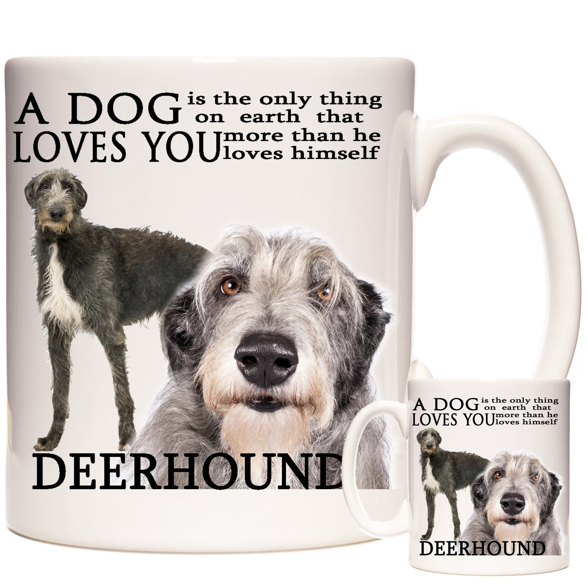 Kazmugz Deerhound Coffee Mug, 11Oz Ceramic Mug. Deerhound Gift. Gift For Deerhound Owners. Deerhound Picture Mug