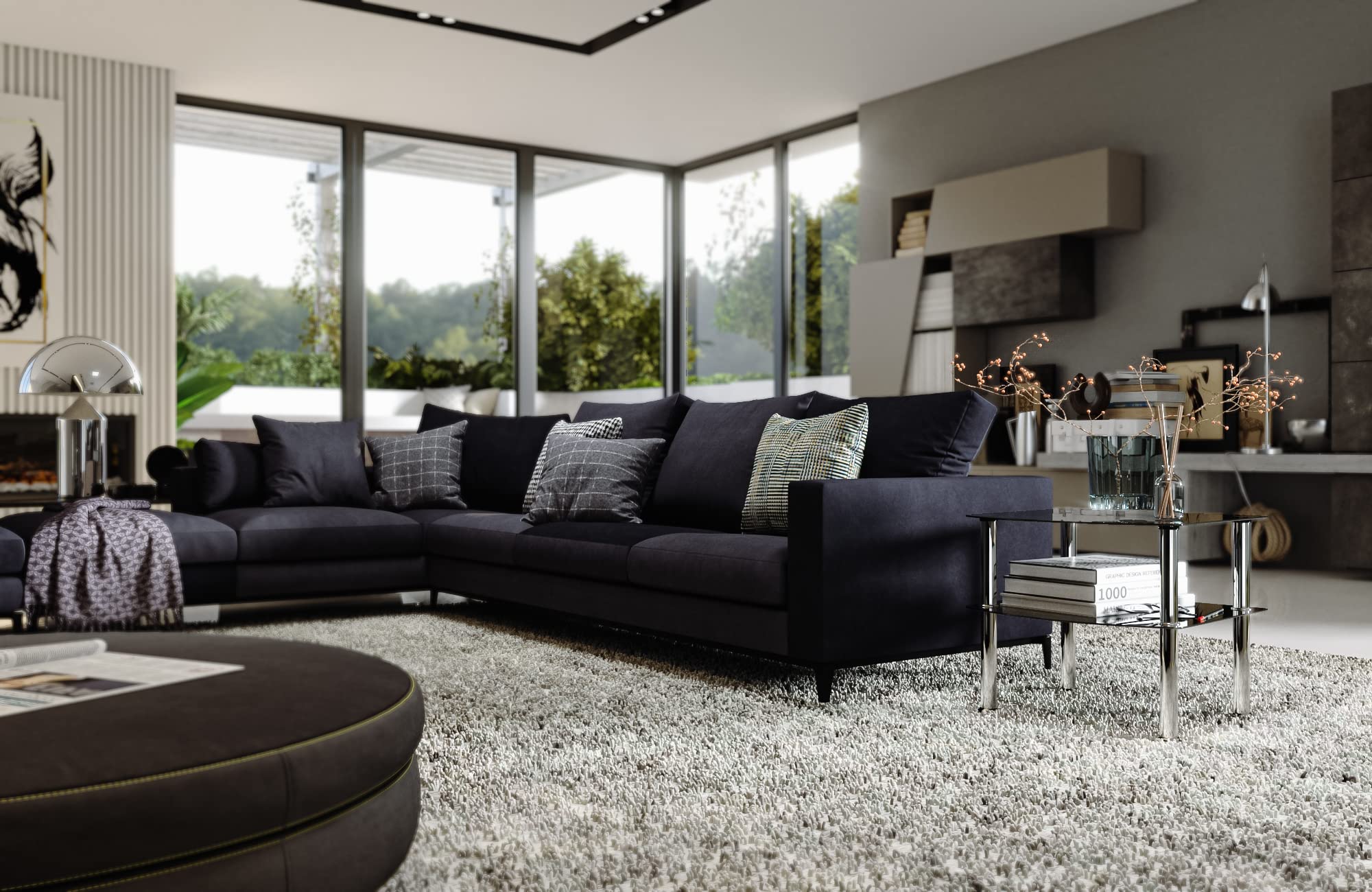 HAKU Möbel Lot De 2 Tables D'appoint Or, Noir, Métal, Verre Trempé