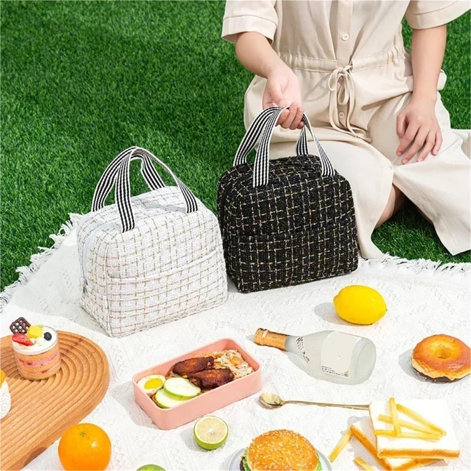 Borsa termica alla moda per uomo e donna, borsa termica per il pranzo, borsa termica per picnic, borsa termica per picnic, borsa termica (nero)