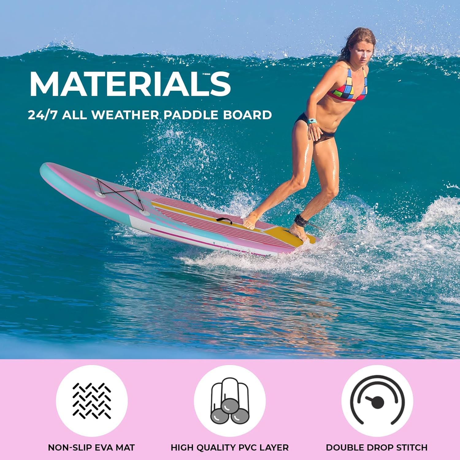 Tavola Sup Gonfiabile Adulti, 305 x 76 x 15 cm - Stand Up Paddle Board Gonfiabile con Grande Stabilità per Tutti I livelli Di Abilità, Per Yoga Touring Pesca, 200 kg