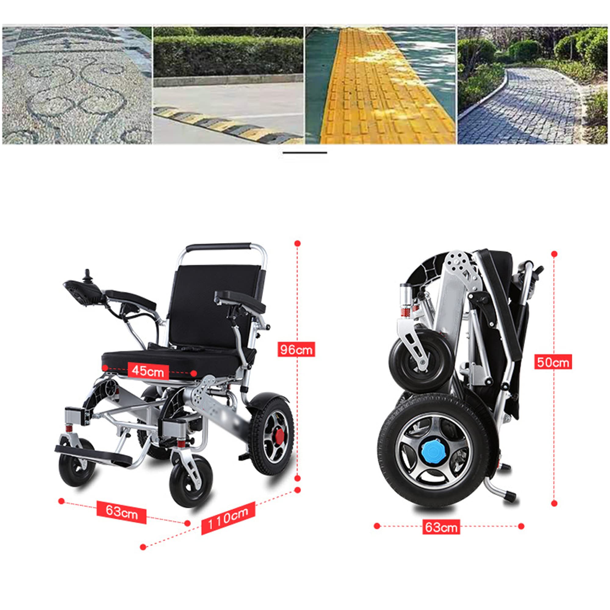 Sedia a rotelle elettrica Pieghevole Leggera - Sedia a rotelle elettrica con manipolazione Intelligente con Batteria a Lungo Raggio per Persone anziane disabili