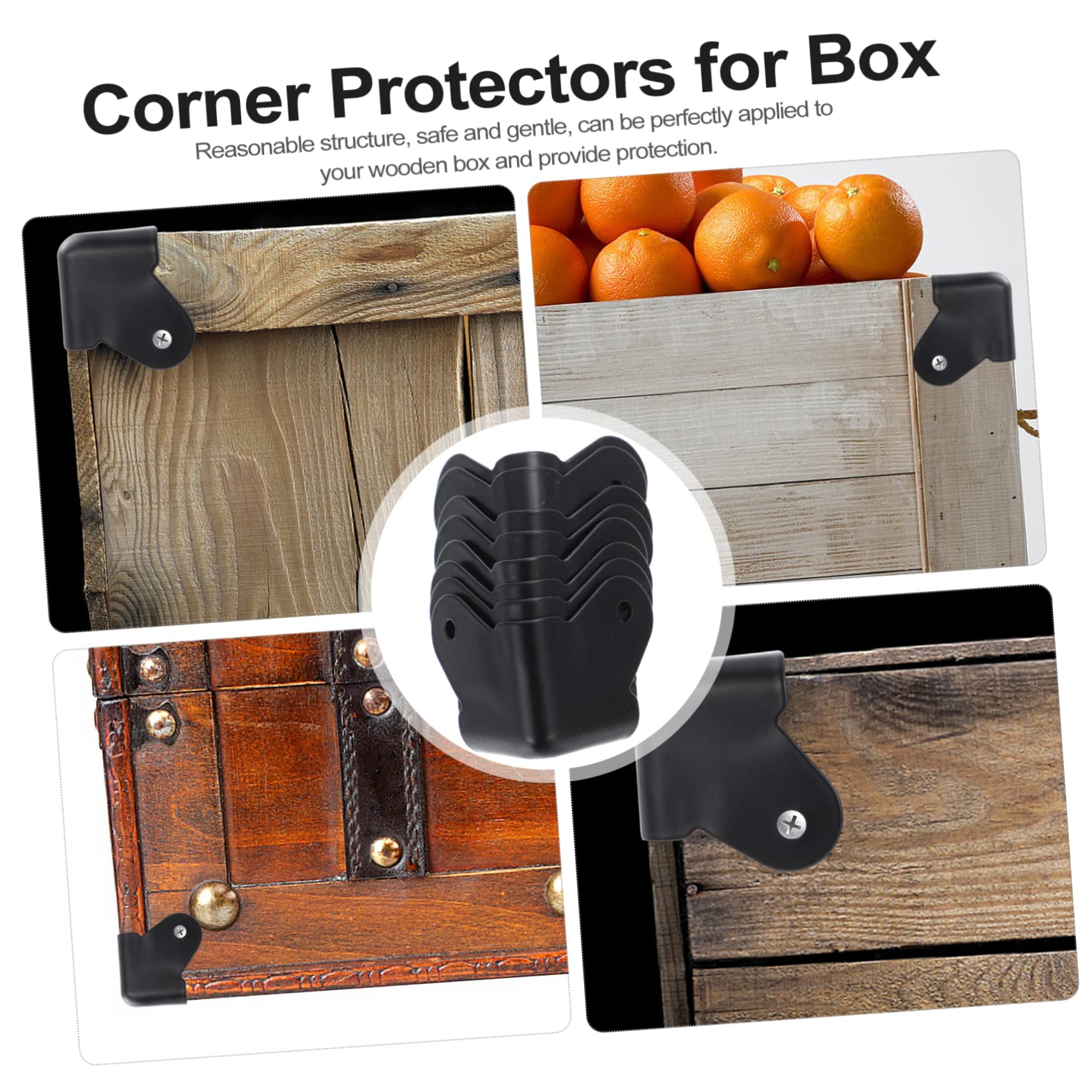 Mipcase 2sets Iron Corner Protectors for Boxes Wooden Box Corner Guards Safety Edges Bumpers 8pcs*2