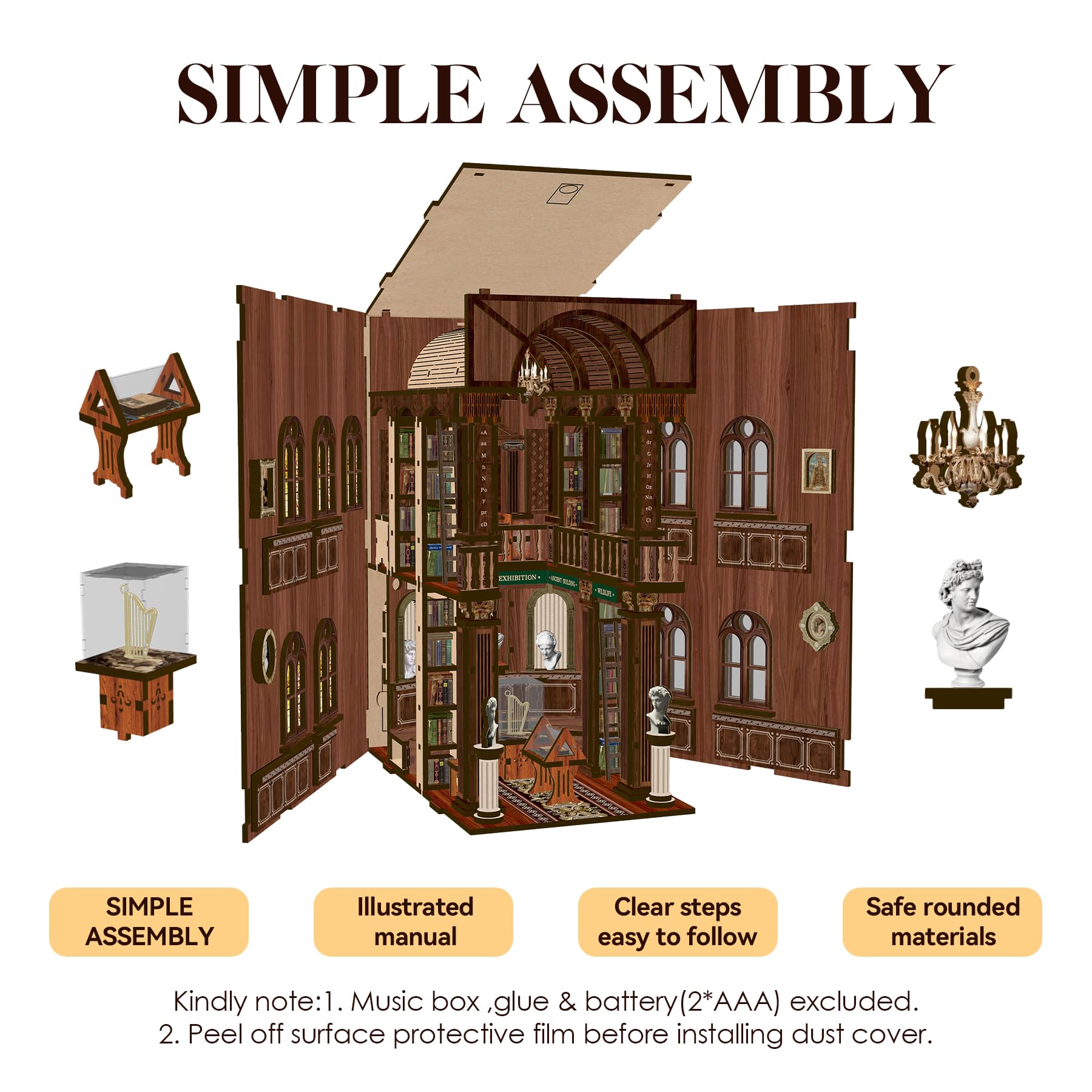 LUMYCE Kit Book Nook DIY per Adulti Casa in Miniatura con Luci LED da Montare, Modellismo 3D Creativo per Decorare Librerie - Regalo Originale per Appassionati di Fai da Te