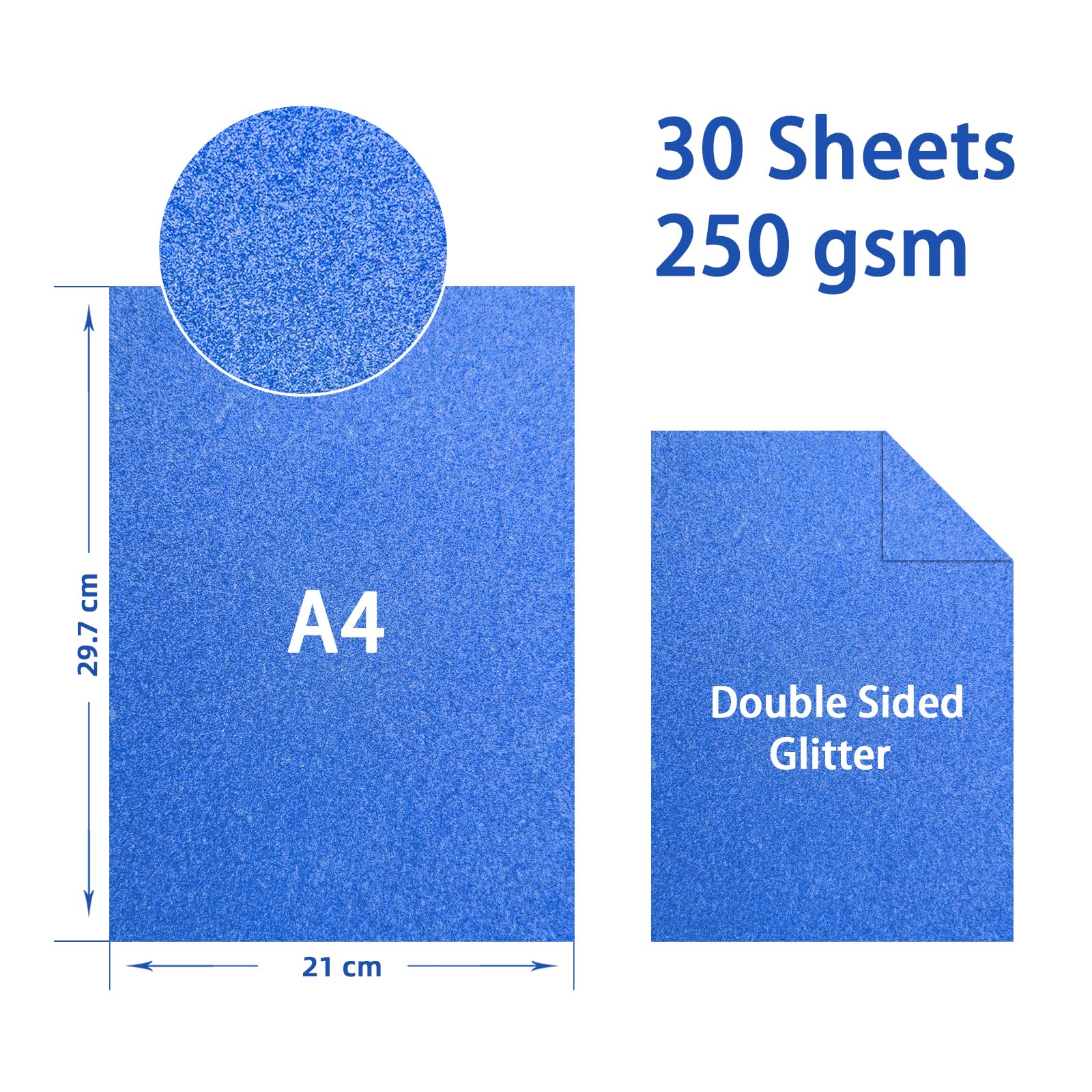 A4 Glitter Cardstock Paper Double Sided, 30 Sheets 30 Colours 250gsm Coloured Glitter Card for Crafting and Decoration - Image 2