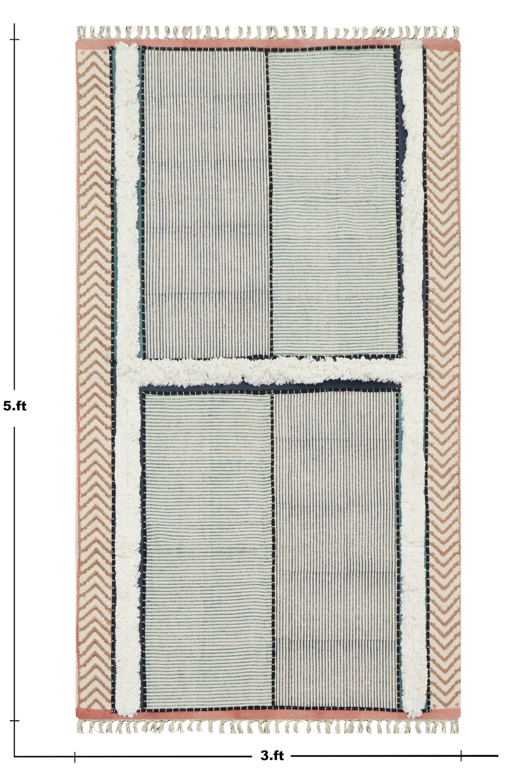Dywan 4x10 Kilim, dywan geometryczny, haft ręczny, powierzchniowy do mycia ręcznego, drukowany ręcznie na klocku, bawełniany Dhurrie, grubość 0,19 cali, płaski splot, dywany do przedpokoju