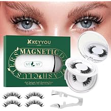 KEYYOU Reusable Magnetic Eyelashes 2 Pair with Applicator No Glue Needed 3D Natural Magnetic Lashes, Easy to Apply & Long Lasting for Daily Use & EventsA07+A07