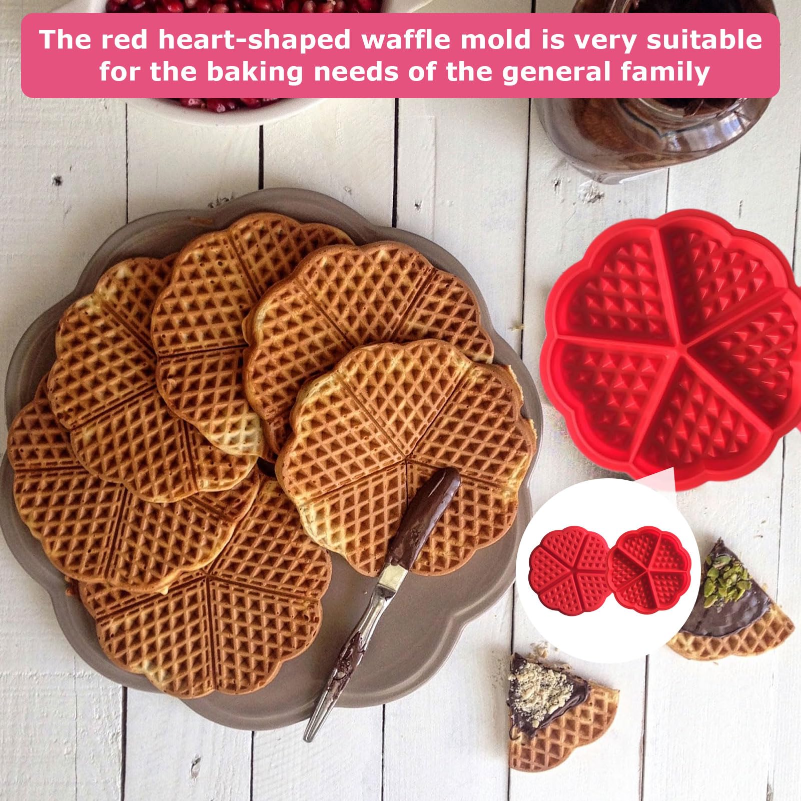 2 stuks siliconen wafelvorm, wafelvorm voor airfryer, 5 putten, anti 2 stuks siliconen wafelvorm, wafelvorm voor airfryer, 5 putten, anti