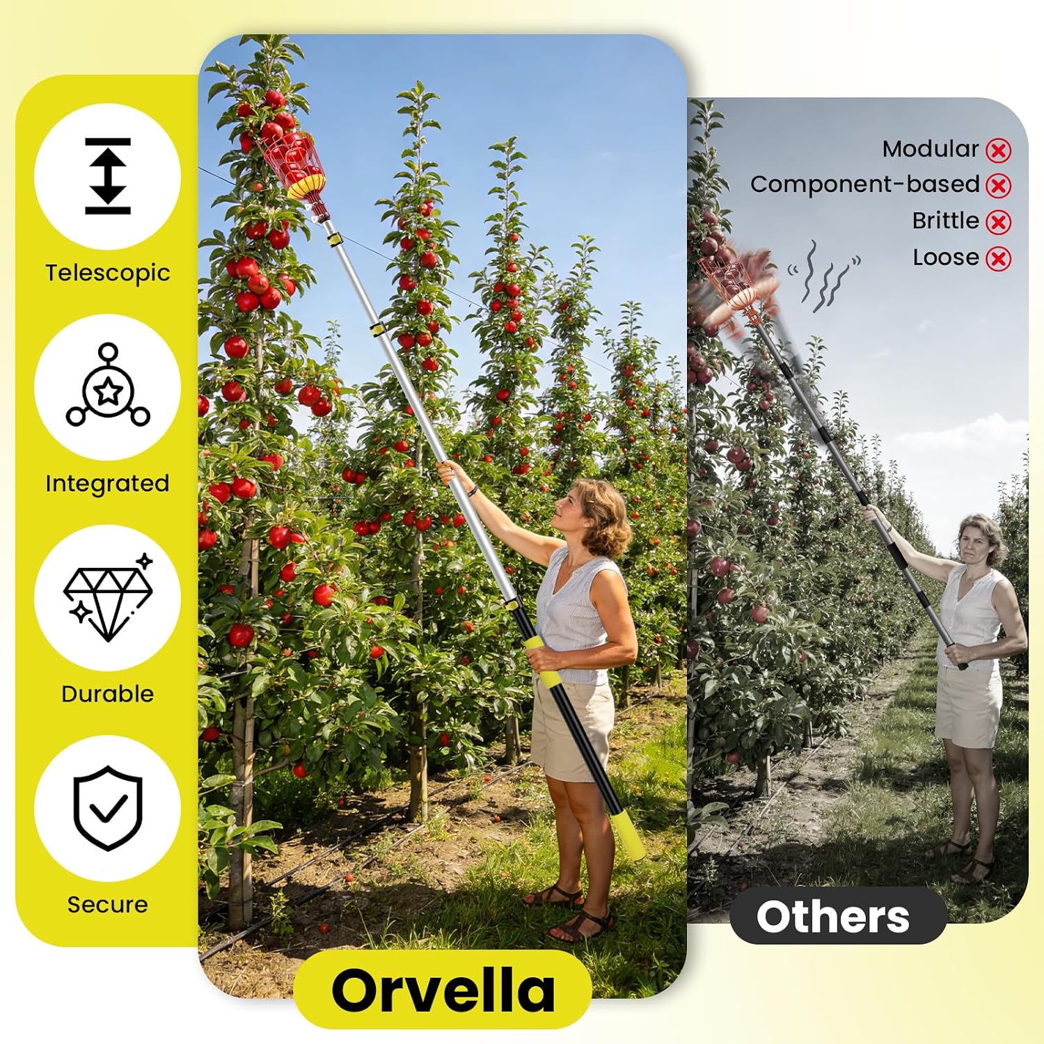 Fruit Picker, 12FT Durable Fruit Picker Pole with Basket Telescoping, Larger Twist-On Fruits Tree Picker with Soft Foam, Universal Fruit Pickers Tool for Fruits Harvesting/1