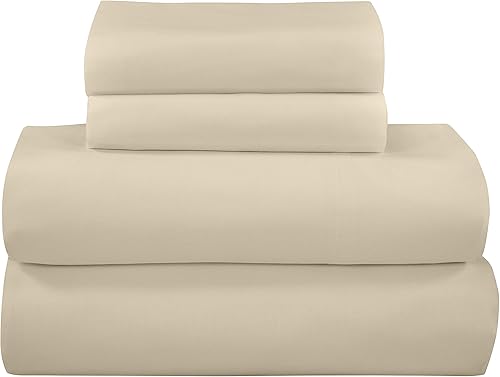 Miniatura 1 de ROYALE LINEN - Juego de sábanas de algodón peinado de fibras largas de 300 hilos de 100 % de fibras largas, 4 piezas, 1 sábana bajera, 1 sábana