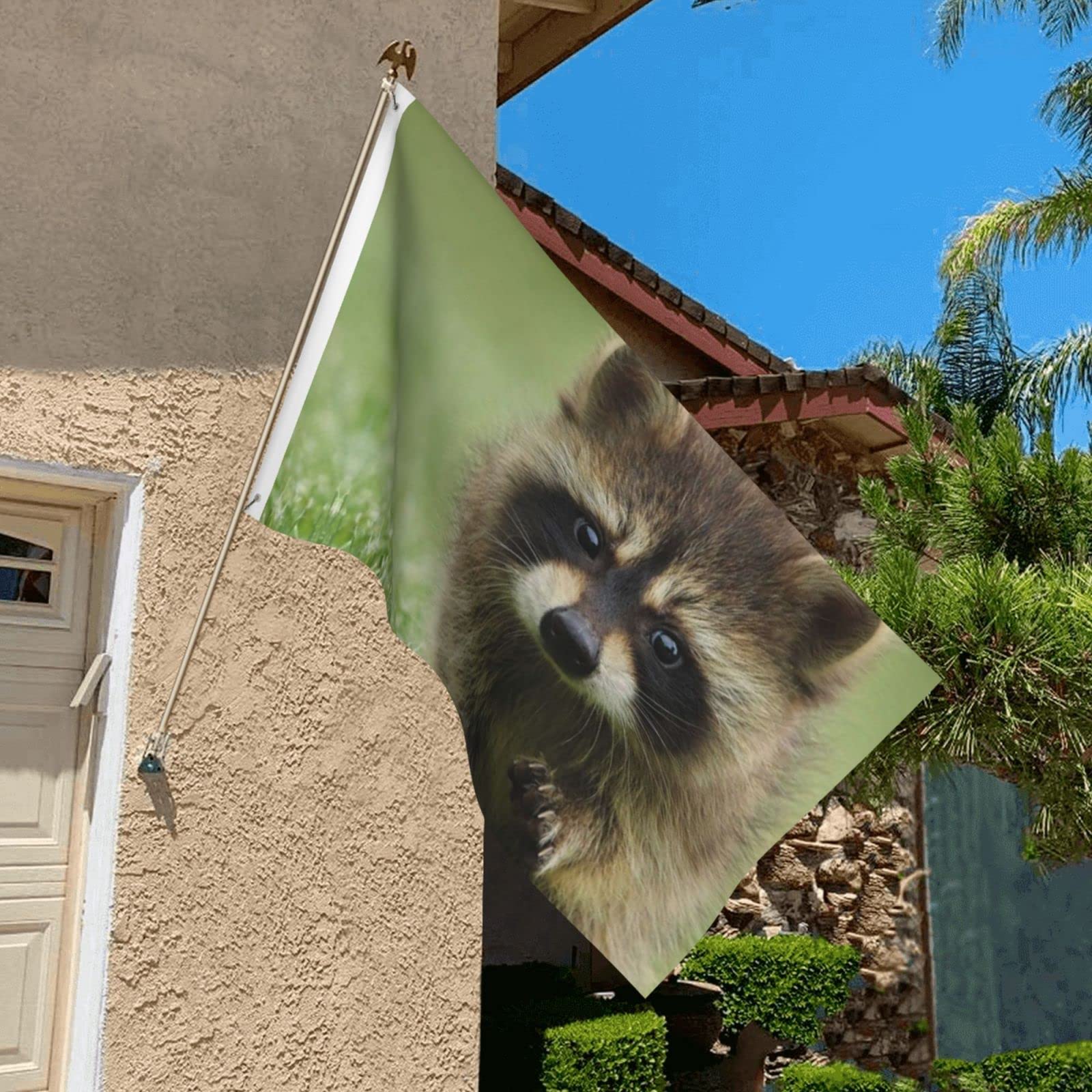Delerain Waschbär Gartenflagge – 71x102 Cm, Doppelseitig, Wetterbeständig, Für Garten, Terrasse, Hof-Dekoration