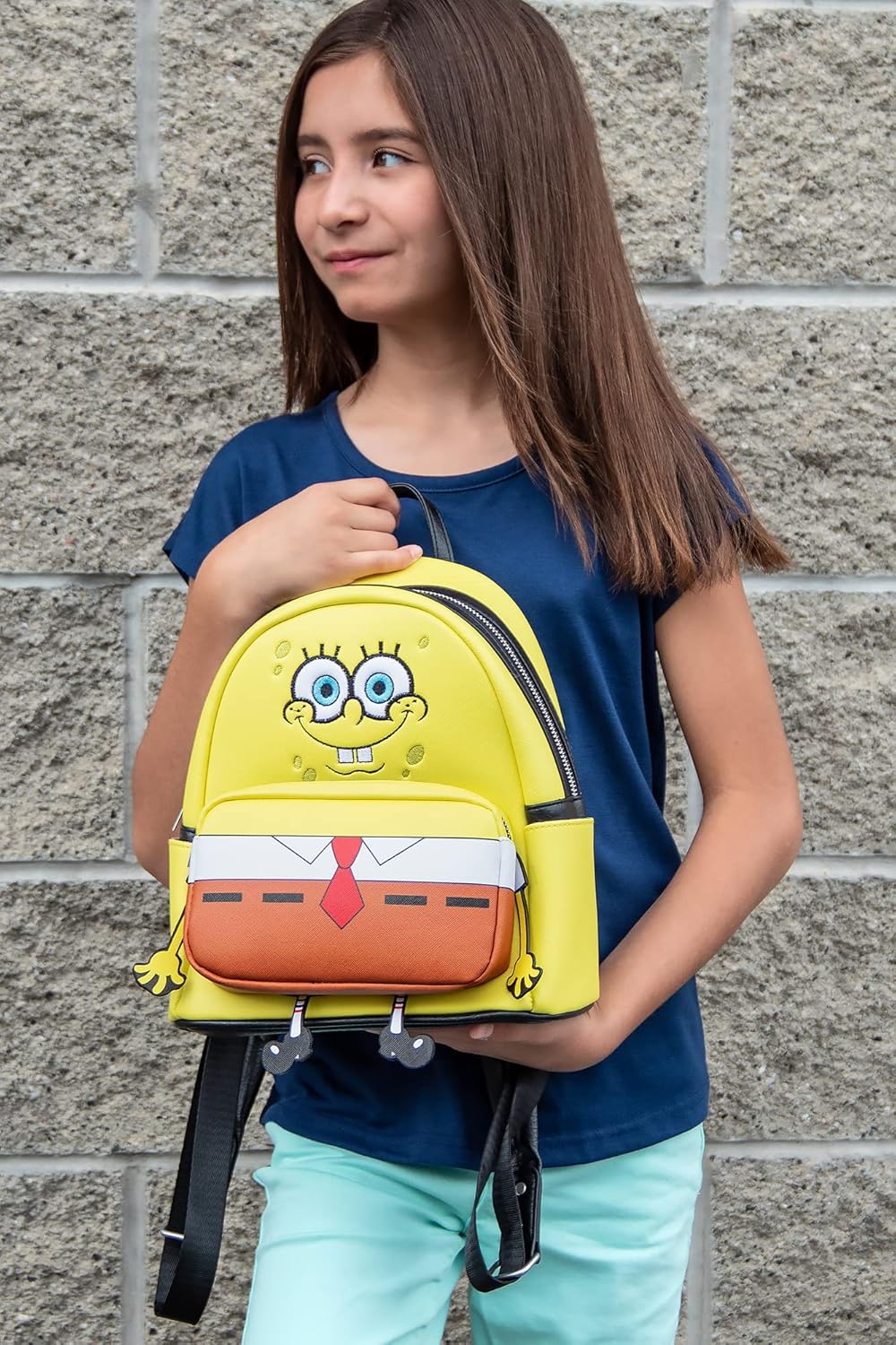 INTIMO Nickelodeon SpongeBob SquarePants Body Hanging Legs Mini Backpack 10" - Image 3