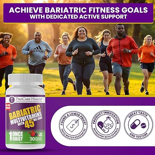 Miniatura 5 de Procare Health Bariatric Multivitamin with Iron 45mg Chewable (30 Tablets) - Fruit Punch Flavor Bariatric Multivitamin Chewable Pills for Gastric