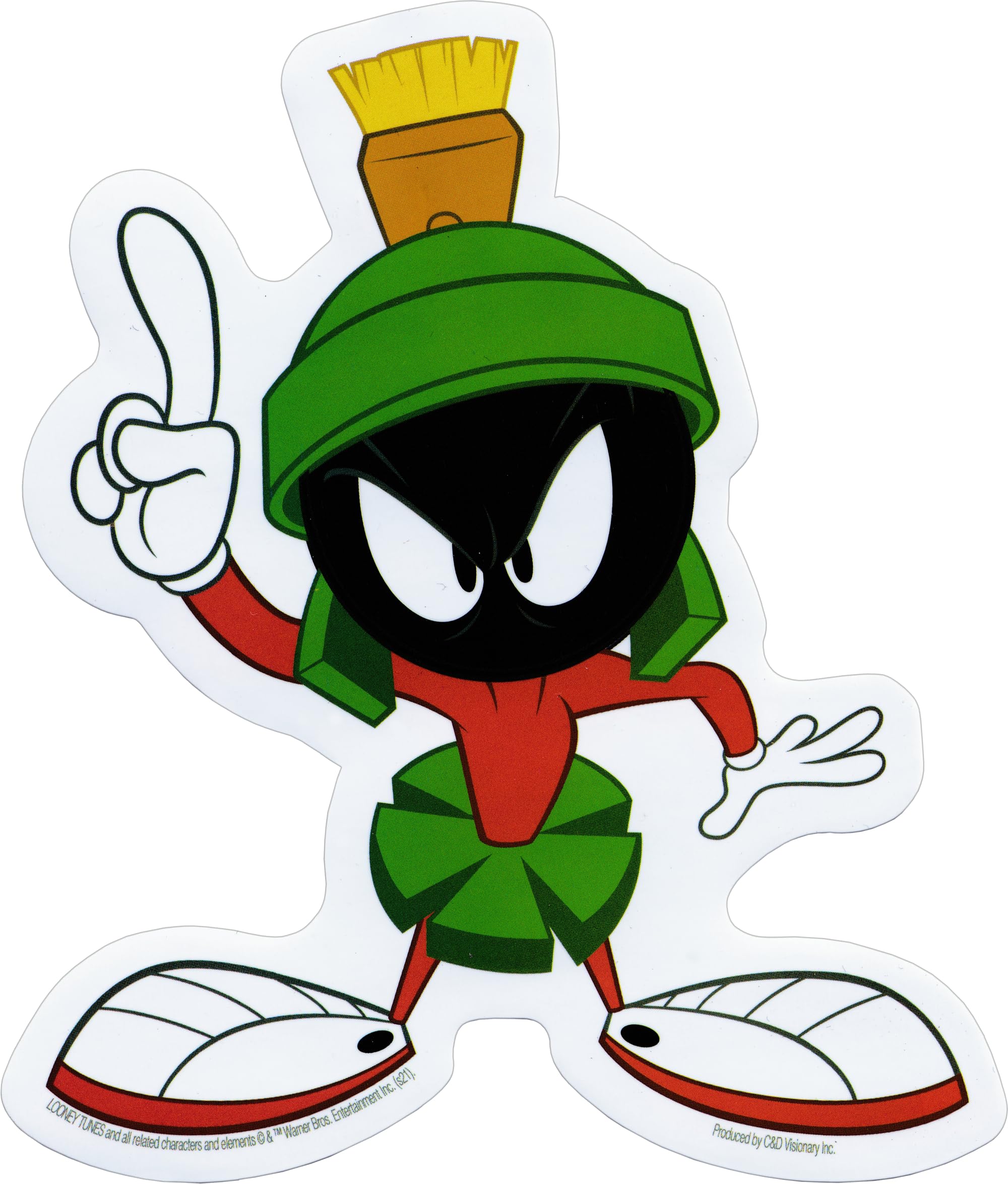 Square Deal Recordings & SuppliesLooney Tunes - Marvin The Martian with Finger Raised - Die Cut Sticker/Decal