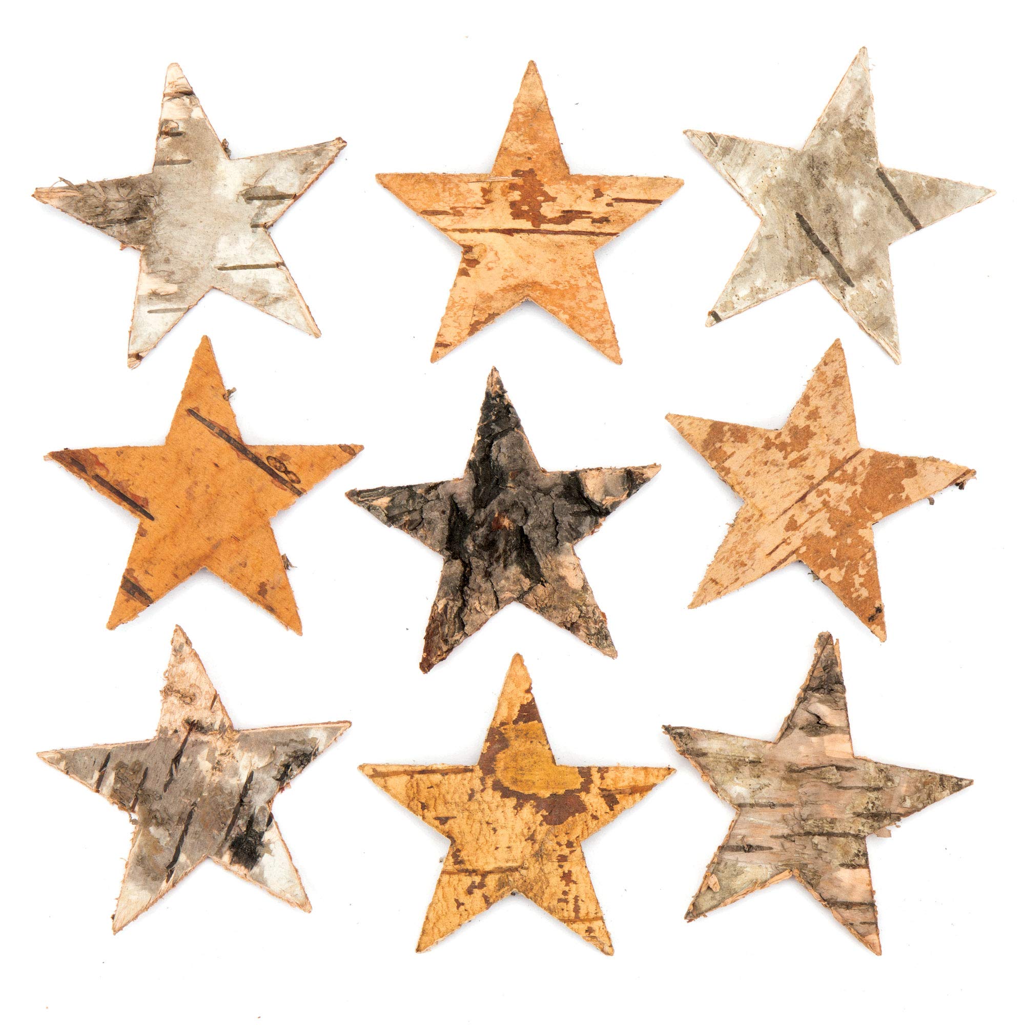 Baker Ross AV885 Bark Stars, Arts And Crafts, Kids Collage Projects, Natural Embellishments And More, Assorted, (Pack of 30)