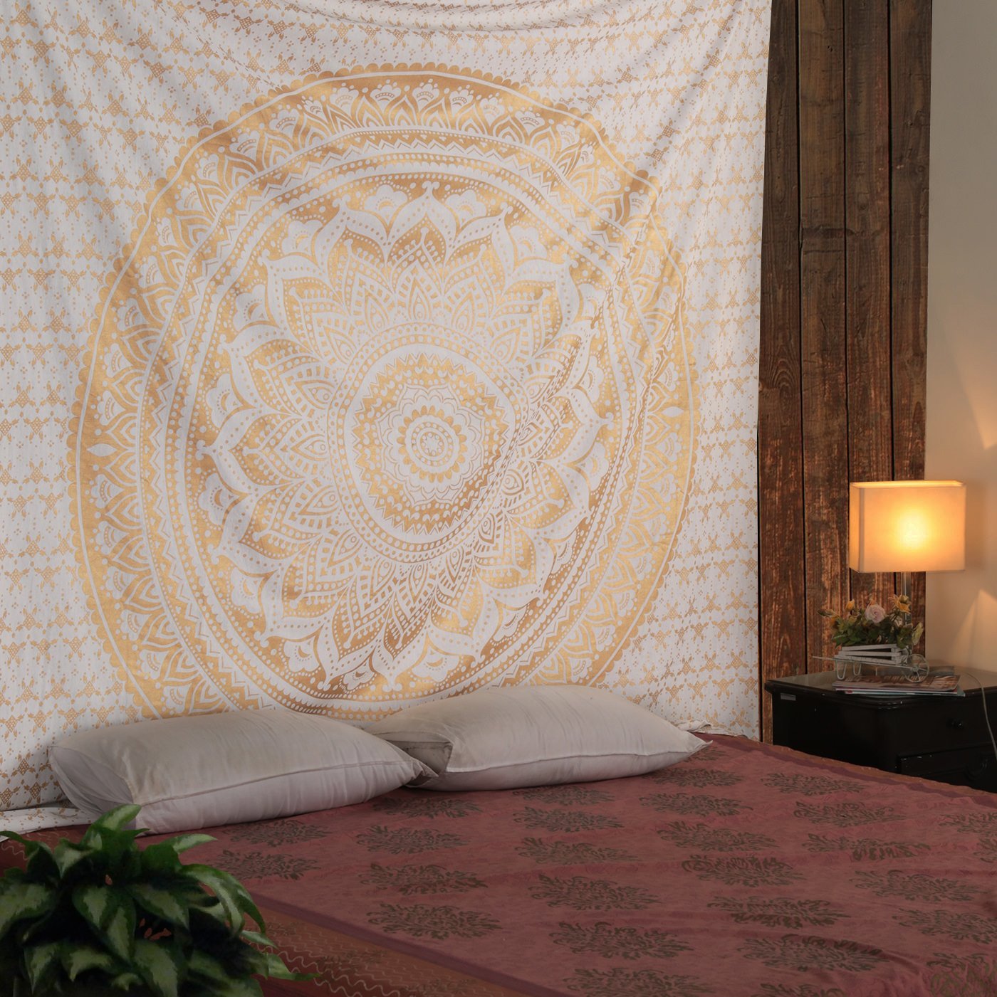 Textile Work Creations Creations Cotton Single Bed Tapestry Twin Hippie Bohemian Bedspread (Multicolour)-image-44
