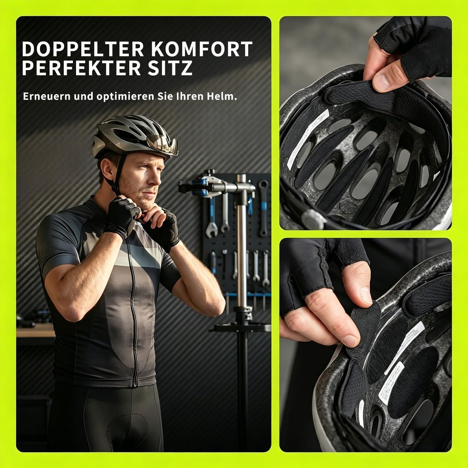 Alethron 2 Sets Fahrradhelm Polster Ersatz Helmpolster Motorrad Schaumstoff mit 2 Reflexionsaufkleber Gelb für Felgen, Helmpolster Fahrradhelm Helmpolsting -Kit Universal für Kinder Fahrrad Motorrad Sport & Freizeit