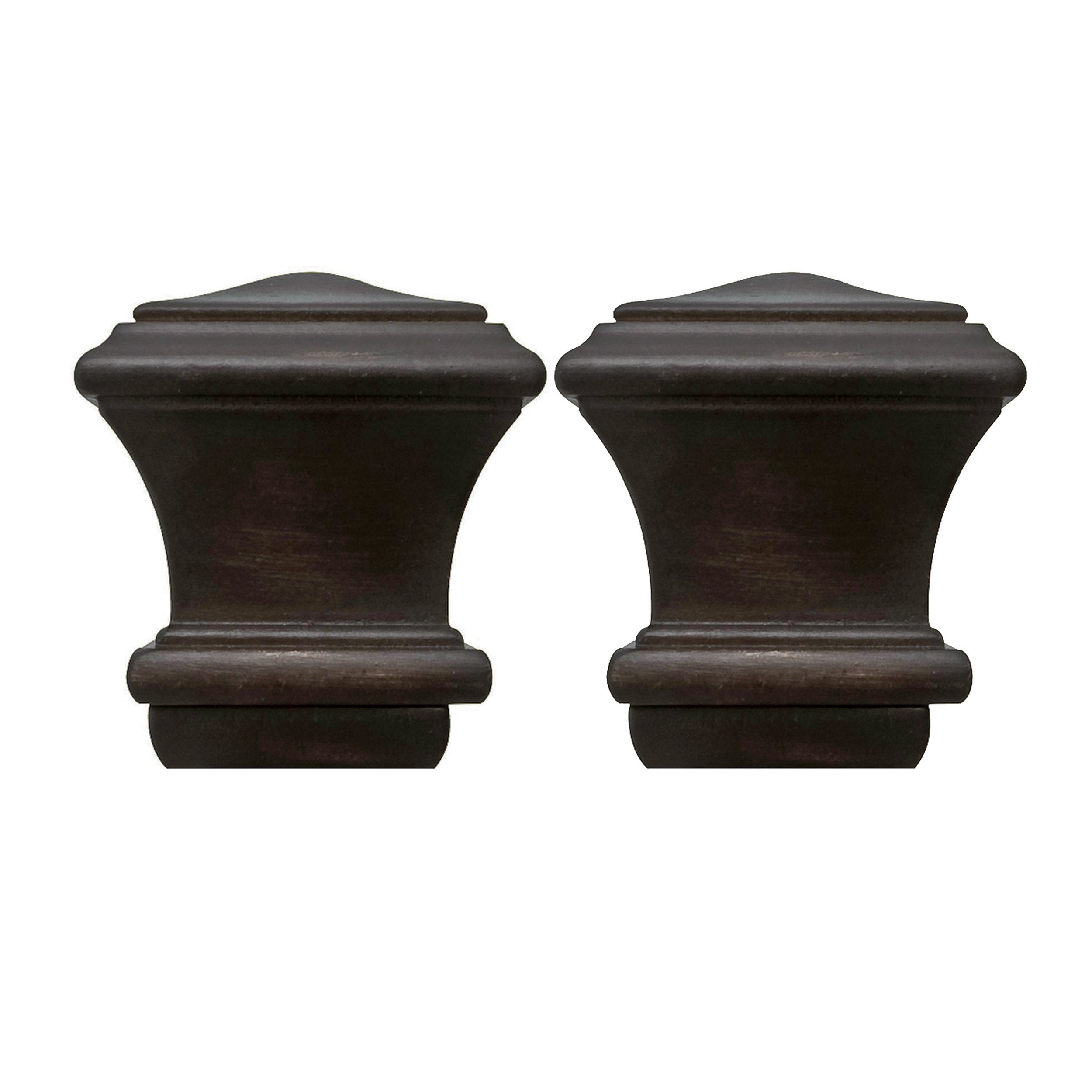BEME International 1-3/8-Inch Diameter Wood Drapery Rod Square Finials, Mink, Set of 2