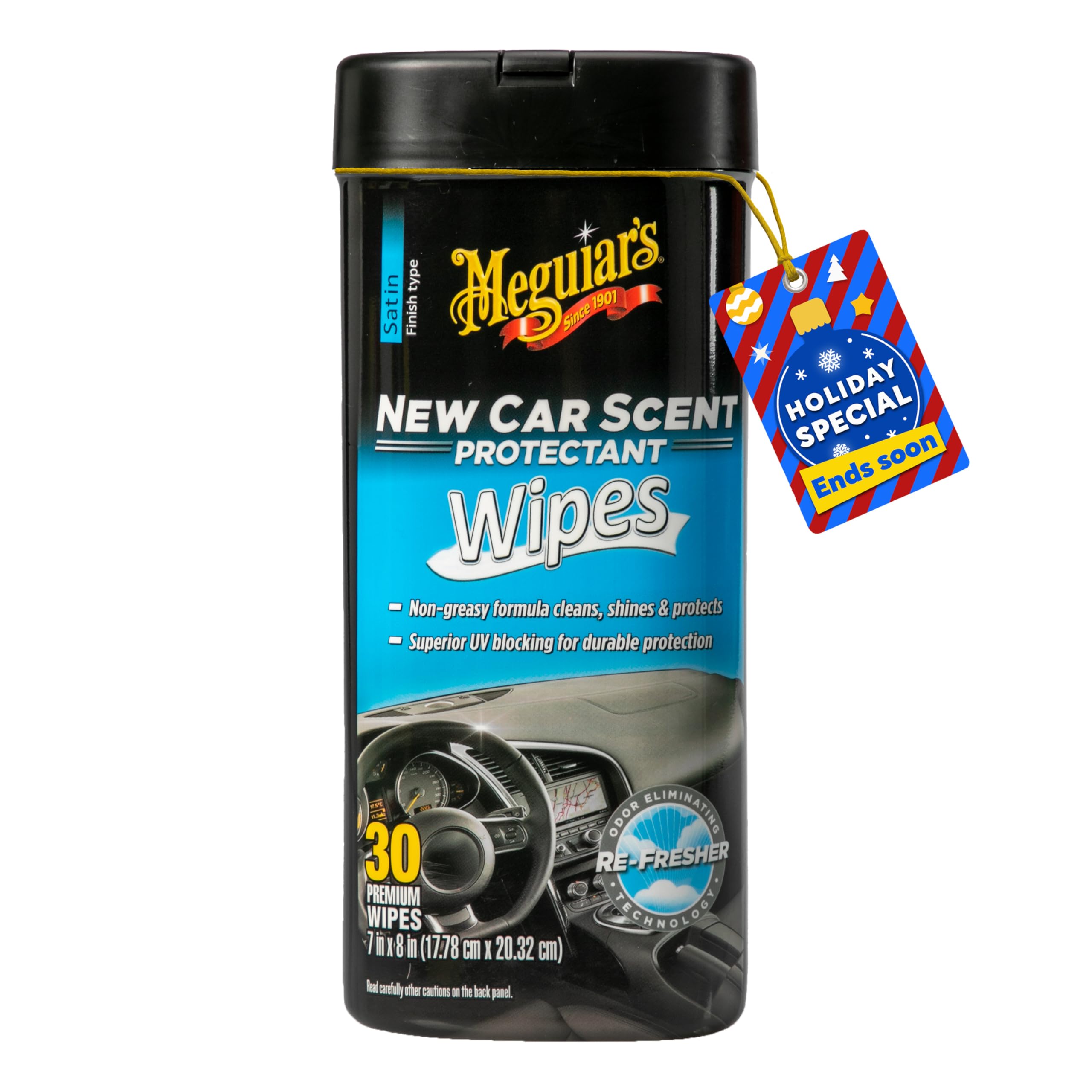New Car Scent Protectant Wipes - Easy to Use Car Wipes that Protect and Freshen Your Car's Interior - Ideal for Car Detailing & Maintenance - 30 Ct