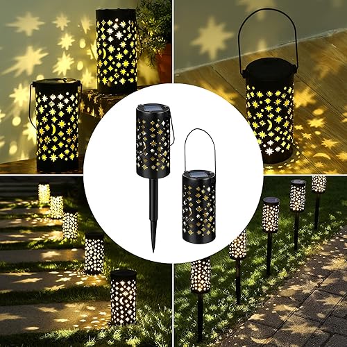 Miniatura 5 de TZSSP Luces solares de camino – Luces solares de metal para exteriores, impermeables, LED, para pasarela, jardín, patio, césped, patio, 6 paquetes