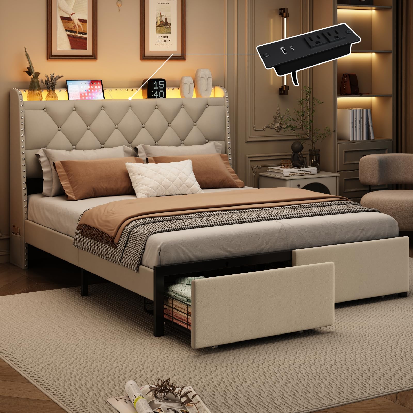 TIGUBFRE Queen Bed Frame