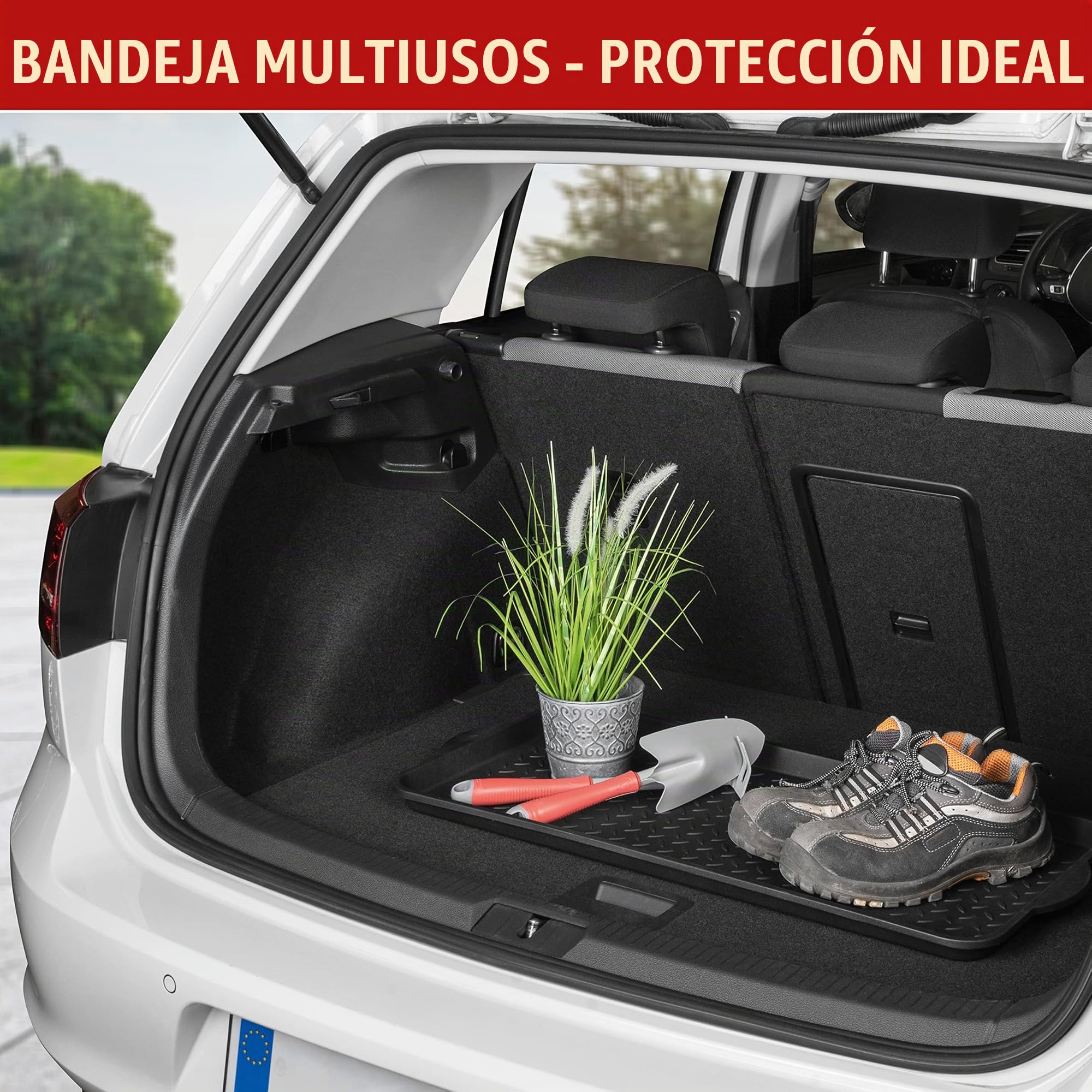 WALSER Bandeja Multiusos Safetray, Bandeja Universal para Botas, Bandeja de plástico, Bandeja de Goteo para Aceite Grande 99x47x3 cm Negro 28101