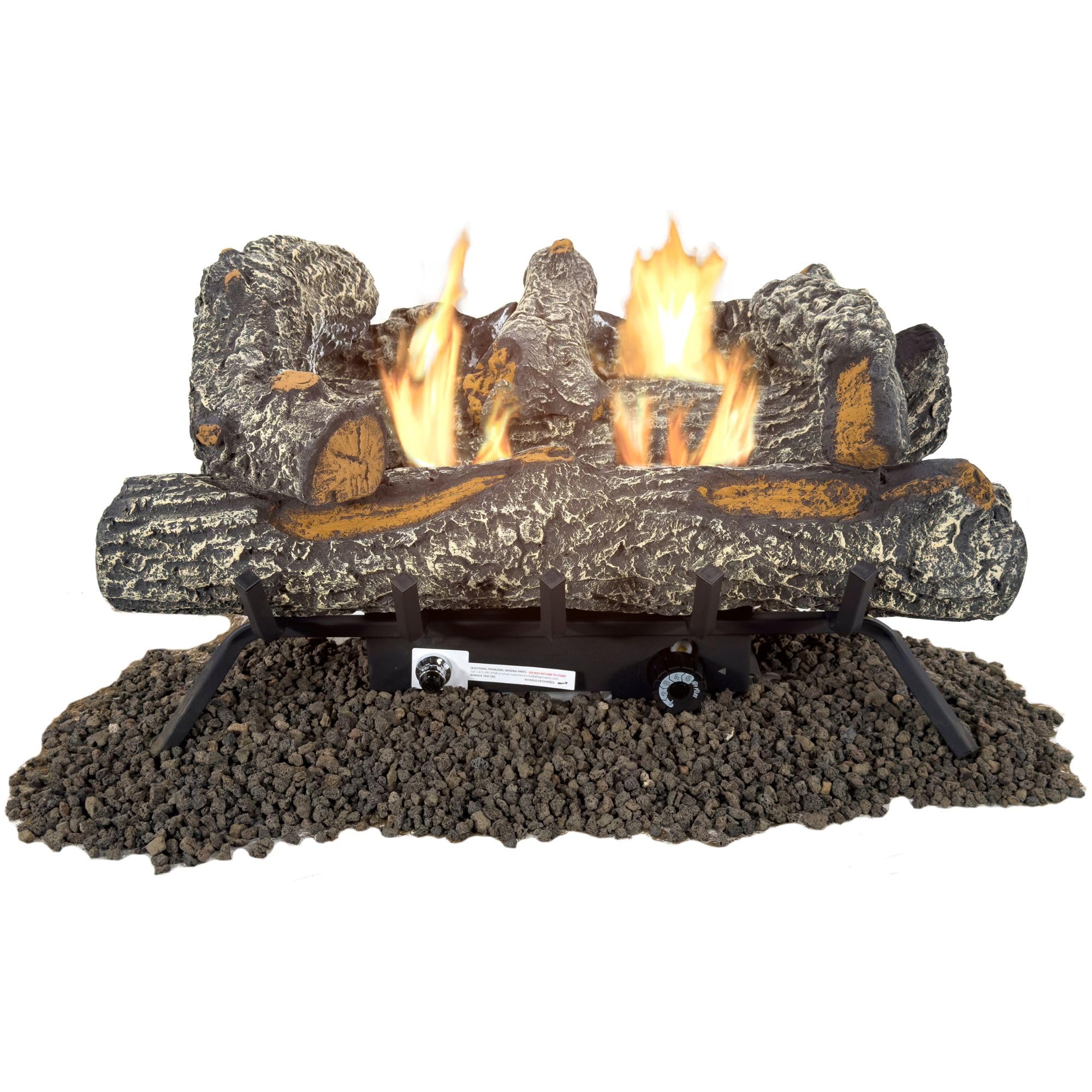 Comfort Glow Inserto de leña de Gas sin ventilación, 6 Troncos de Bosque Negro de 24 Pulgadas, Combustible Dual (LP/NG), Llama Amarilla Doble, termostato Ajustable, calienta 1,250 pies Cuadrados