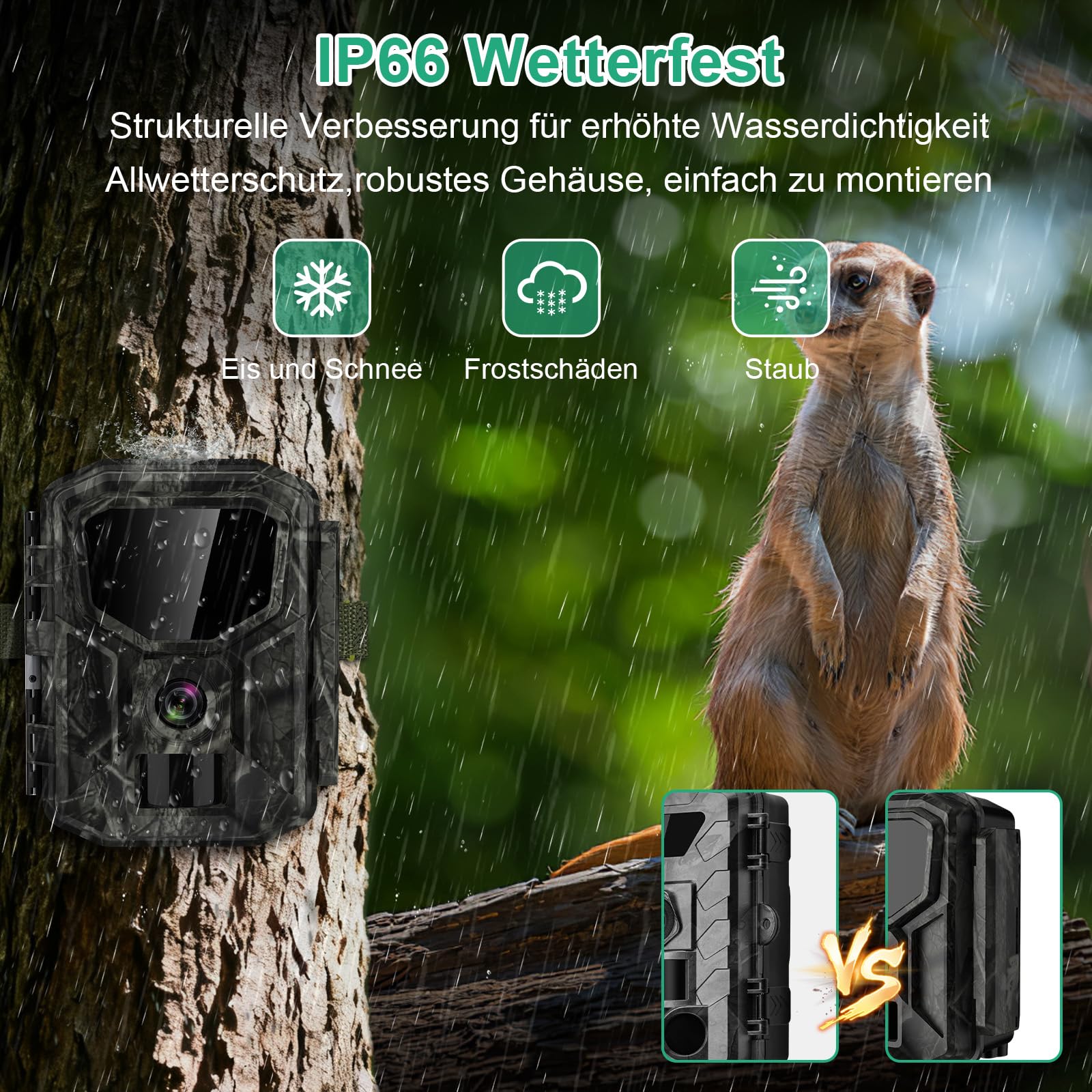 Lutranstra 5KB Wildkamera mit Handyübertragung App, 5K/64MP HD, 7800mAh Akku, Infrarot, Nachtsicht, IP66