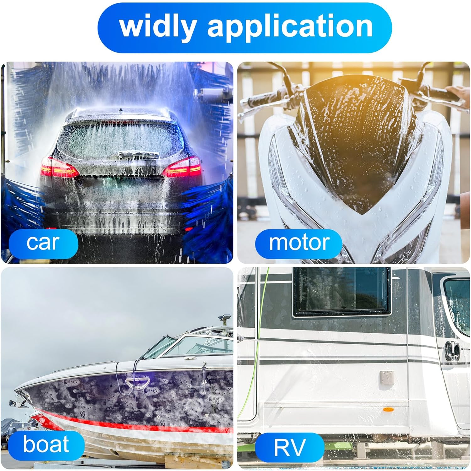 Vesici Car Wash Brush Head with Soft Detailing Bristle Flow Thru Car Cleaning Brush Exterior Car Wash Equipment for Auto Truck RV Boat Camper Washing, 10 Inch(Blue,4 Pcs)