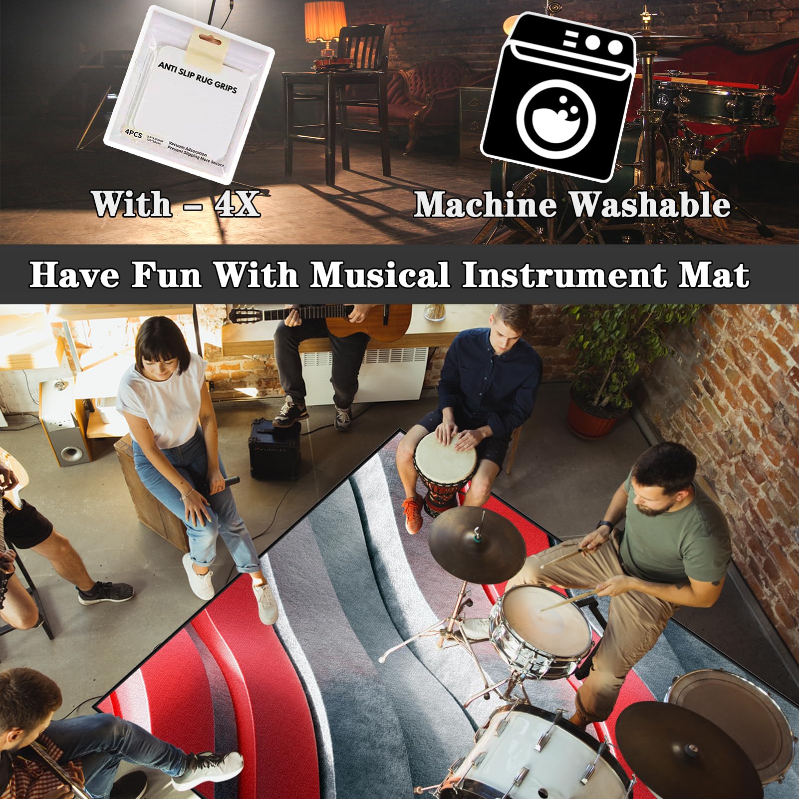 160 x 140 cm Drum Teppich, Schlagzeugteppich, Drum Rug, Trommelteppich mit rutschfester Unterseite für Schlagzeug, Elektrisches Schlagzeug Teppich für Studio, Wohnung, Music Carpet Innen und Außen
