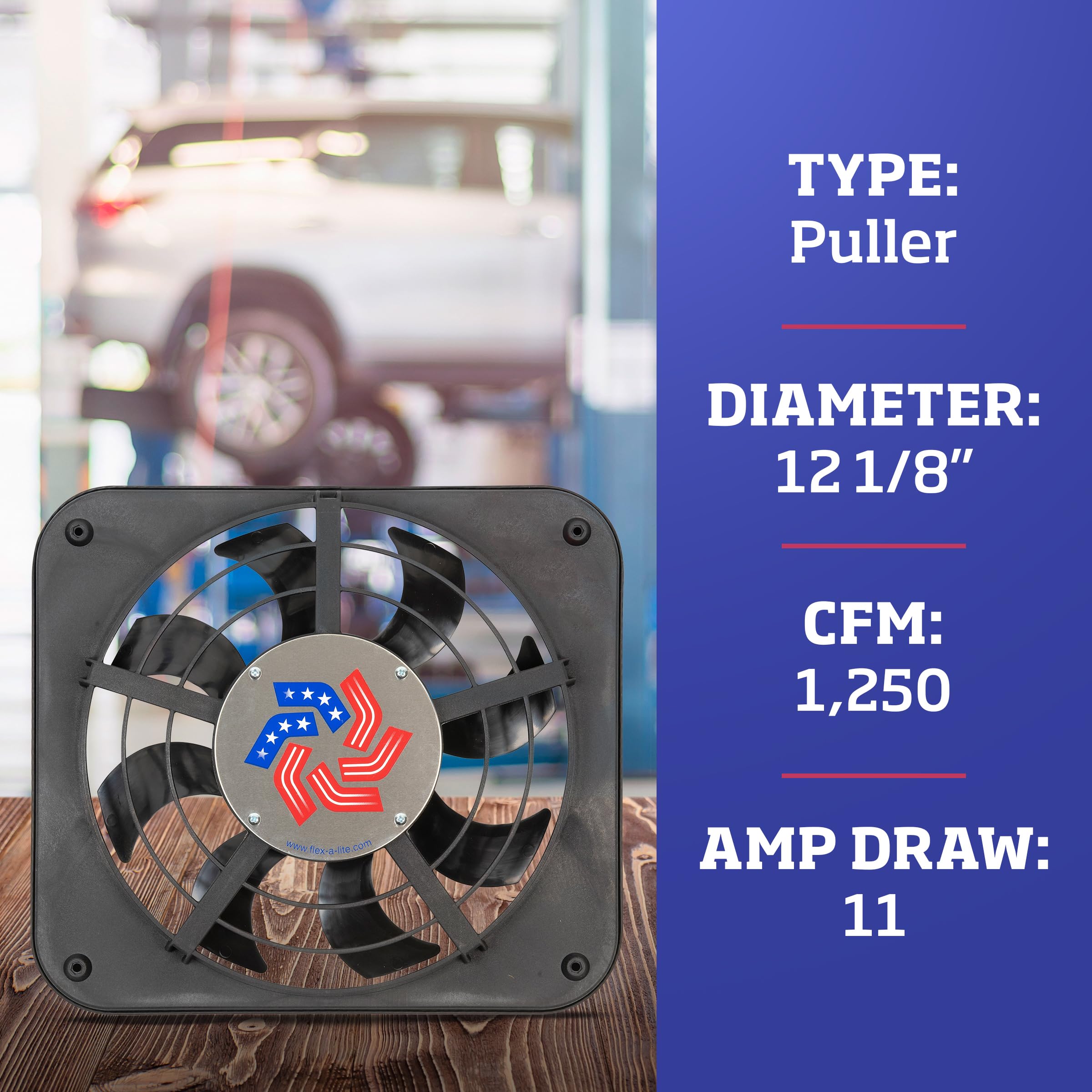 Flex-a-lite 123 Lo-Profile S-Blade Electric Puller Fan, Fans