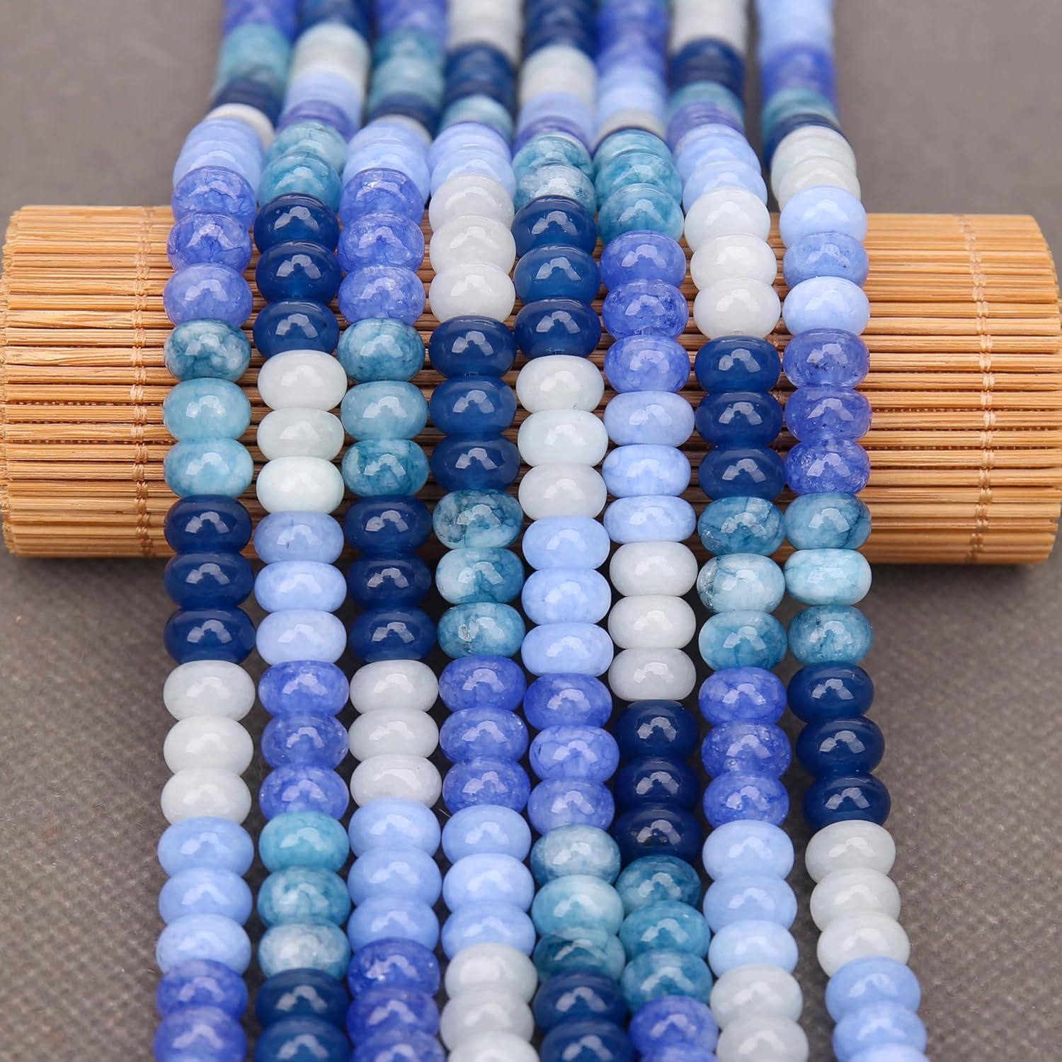 BONNY BOXX 1 Strand Natural 5 * 8mm Blue Shade Rondelle Beads, Natural Abacus Disk Stone Beads Loose Spacer Gemstone for DIY Bracelet Necklace Jewelry Making - Image 4