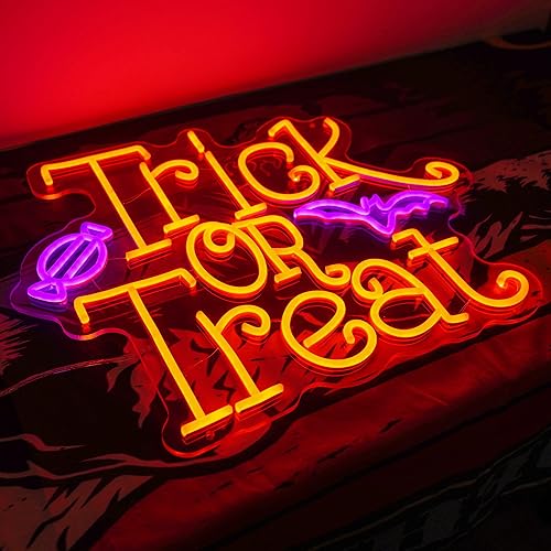Miniatura 7 de Trick or Treat - Letrero LED de neón, decoración de Halloween, letrero de luz de neón para fiesta de Halloween, bar, dormitorio, habitación de los