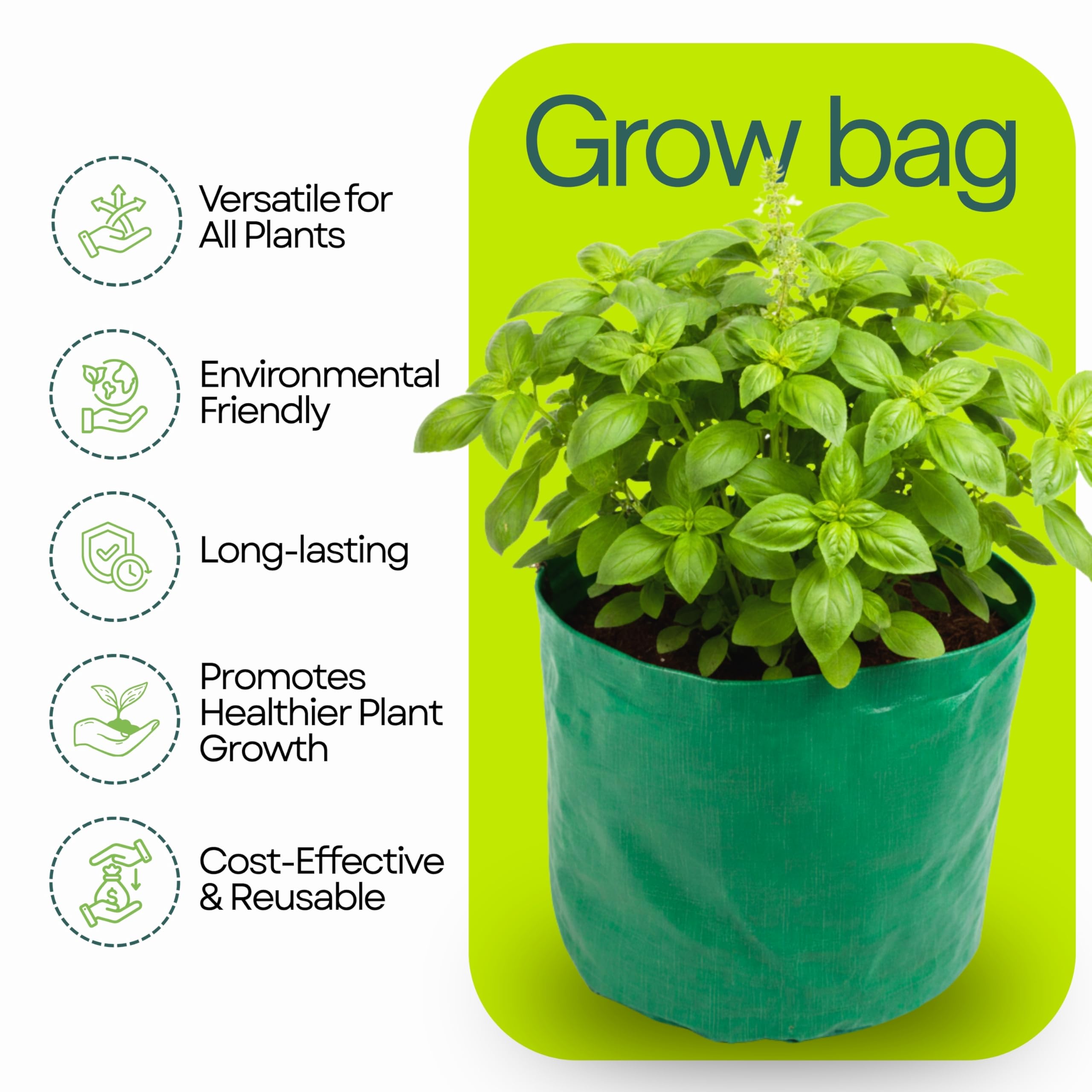Bio Blooms Agro India Pvt.Ltd. 18X18Inch HDPE Plant Grow Bags for Terrace Gardening | Pack of 10 | Green & Orange Color | Outdoor Use 3