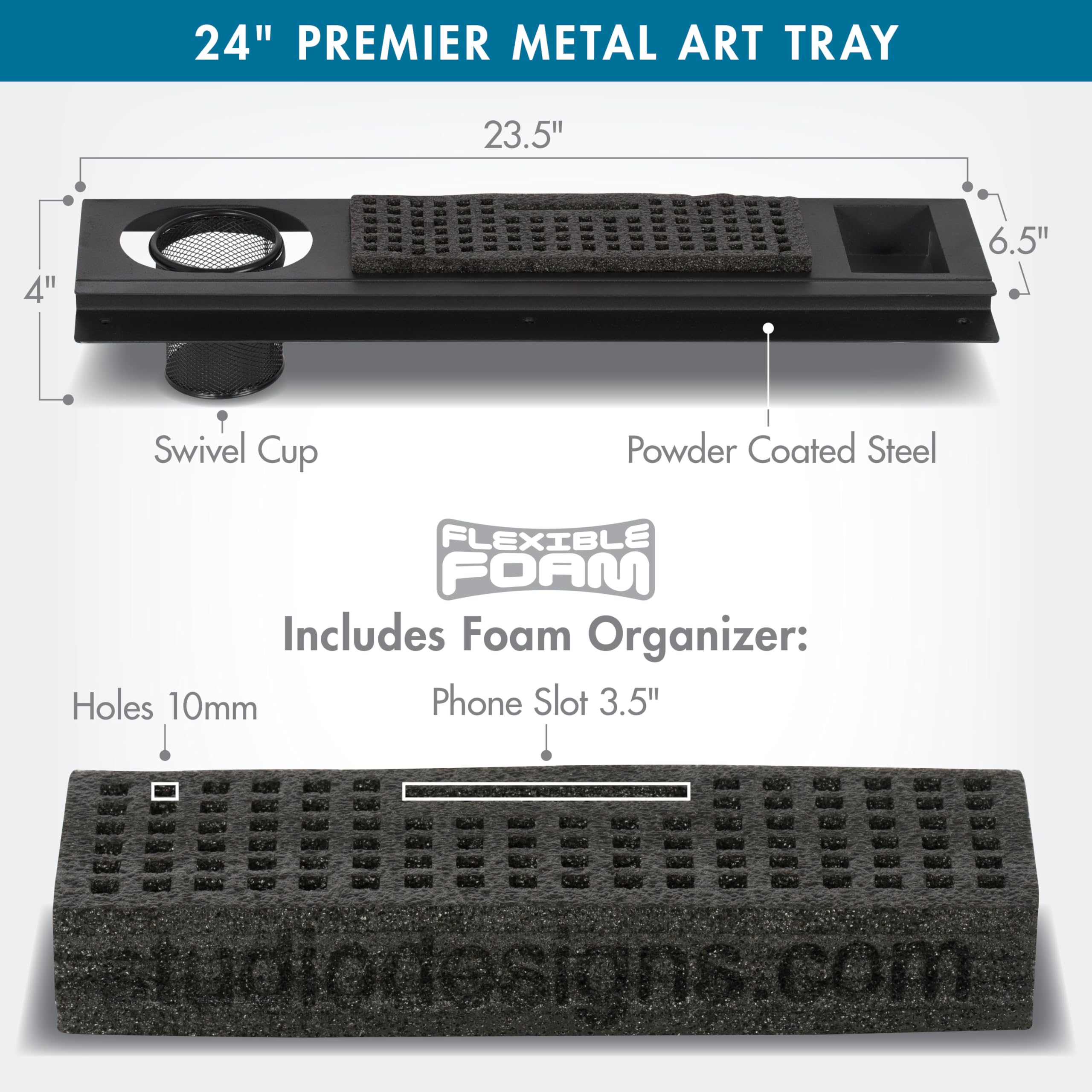 Studio Designs Art Tablett, Metall, anthrazit schwarz, 60 x 16,5 x 10 cm