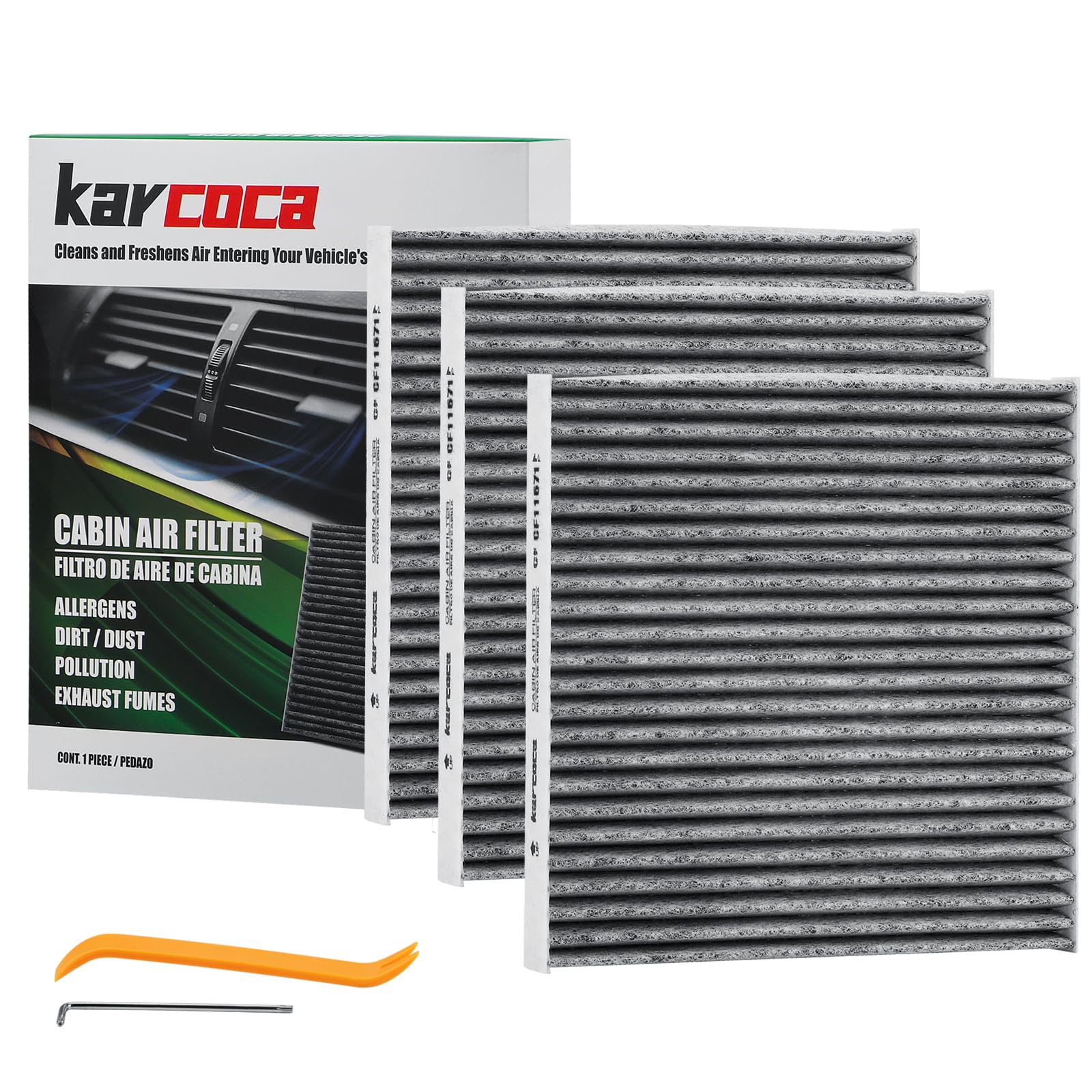 CF11671 Premium Cabin Air Filter With Activated Carbon Compatible with MAZDA CX-7 RAM 1500 2500 3500 2016 2017 2018 2019 2020 2021 2022 2023 2024 (3 Pack)