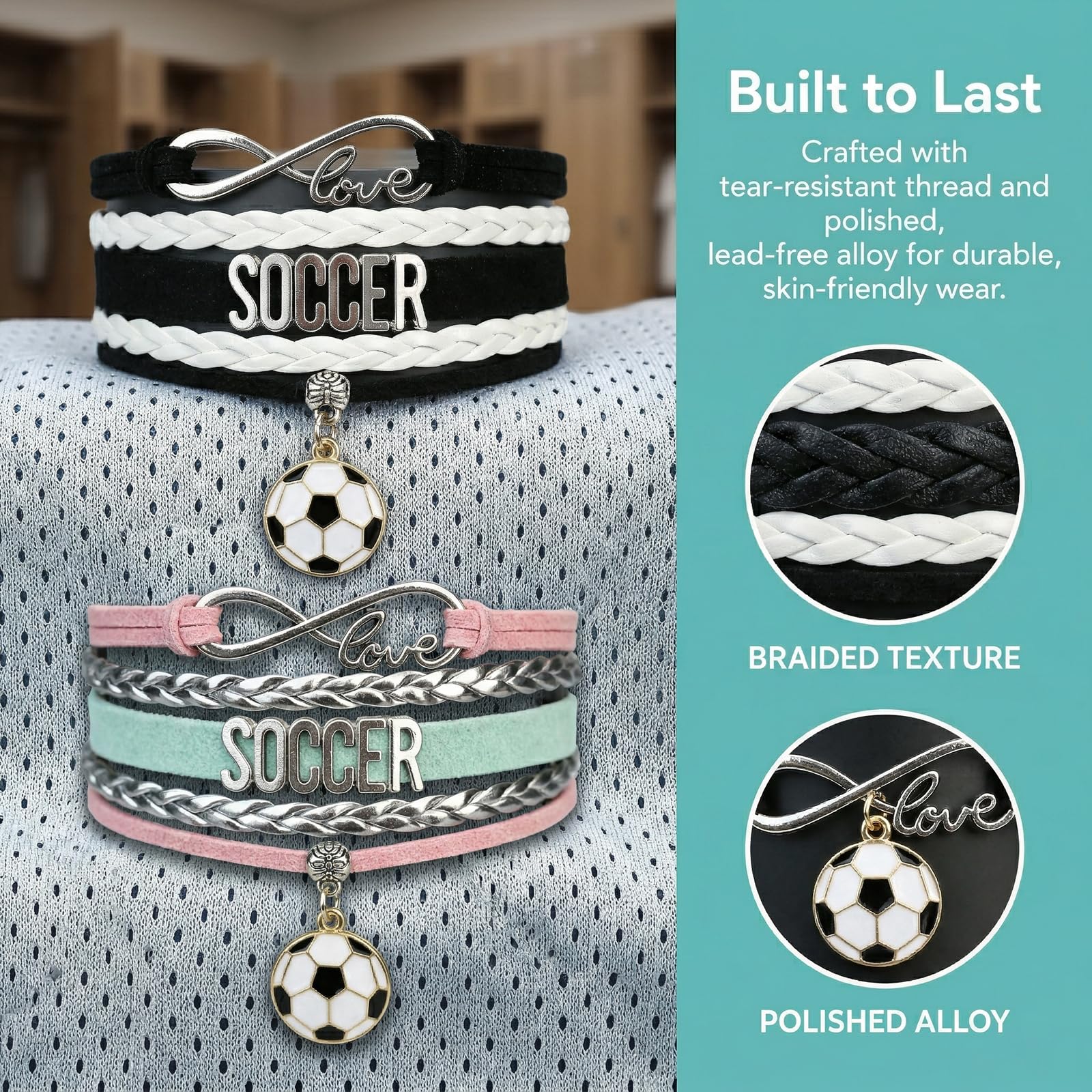 2 Sets 2026 Soccer Merchandise, Handcrafted Soccer Bracelet for Women and Teens, Football Jewelry Accessory, Football Fan Gifts, Team Gear, Fan Merch - 3
