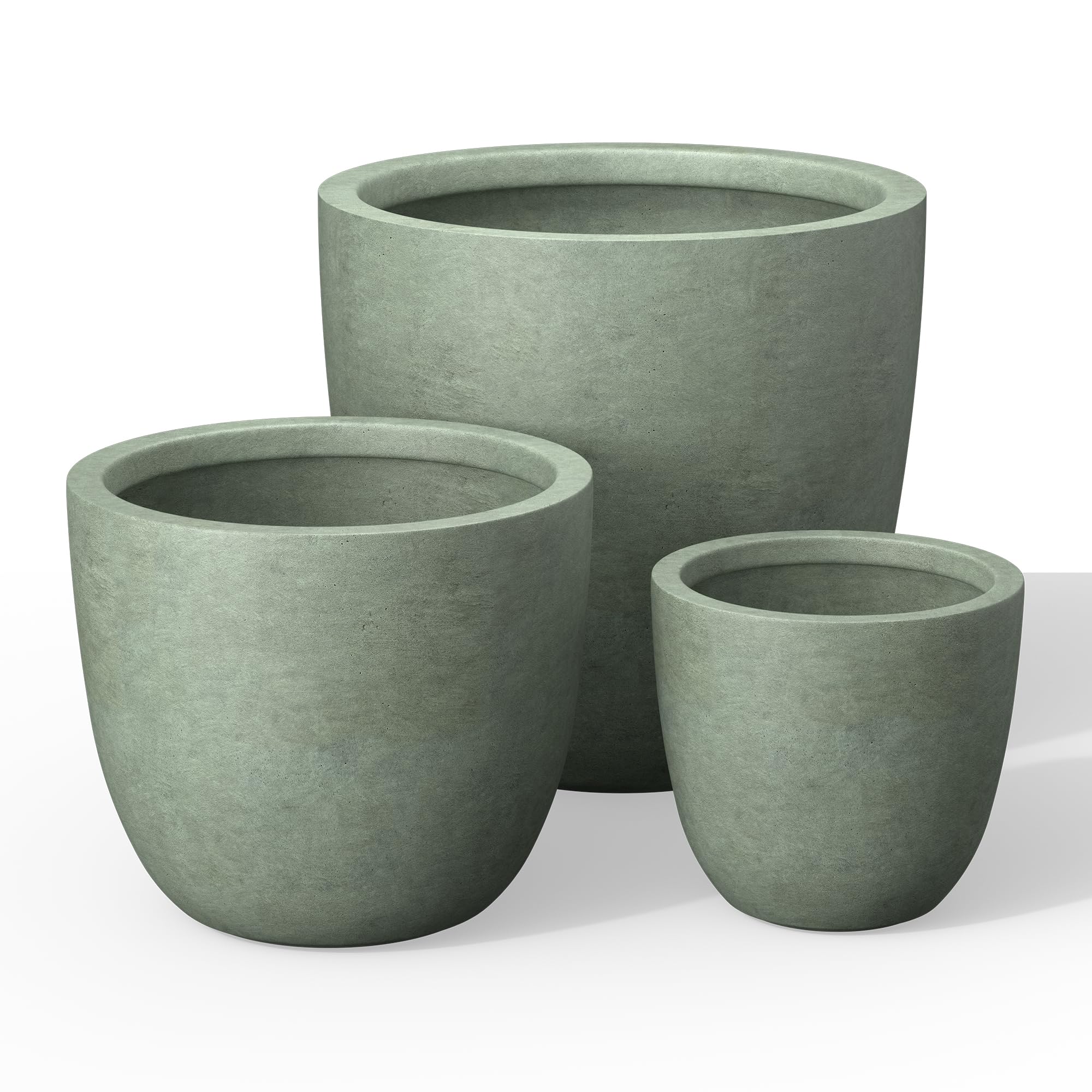 Kante Set of 3 Mint Green Concrete Bowl Planters 18" 14" 10" Dia