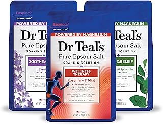 Dr Teal's Pure Epsom Salt, Lavender, Eucalyptus & Wellness Trio Bundle, 3 lbs (Pack of 3)