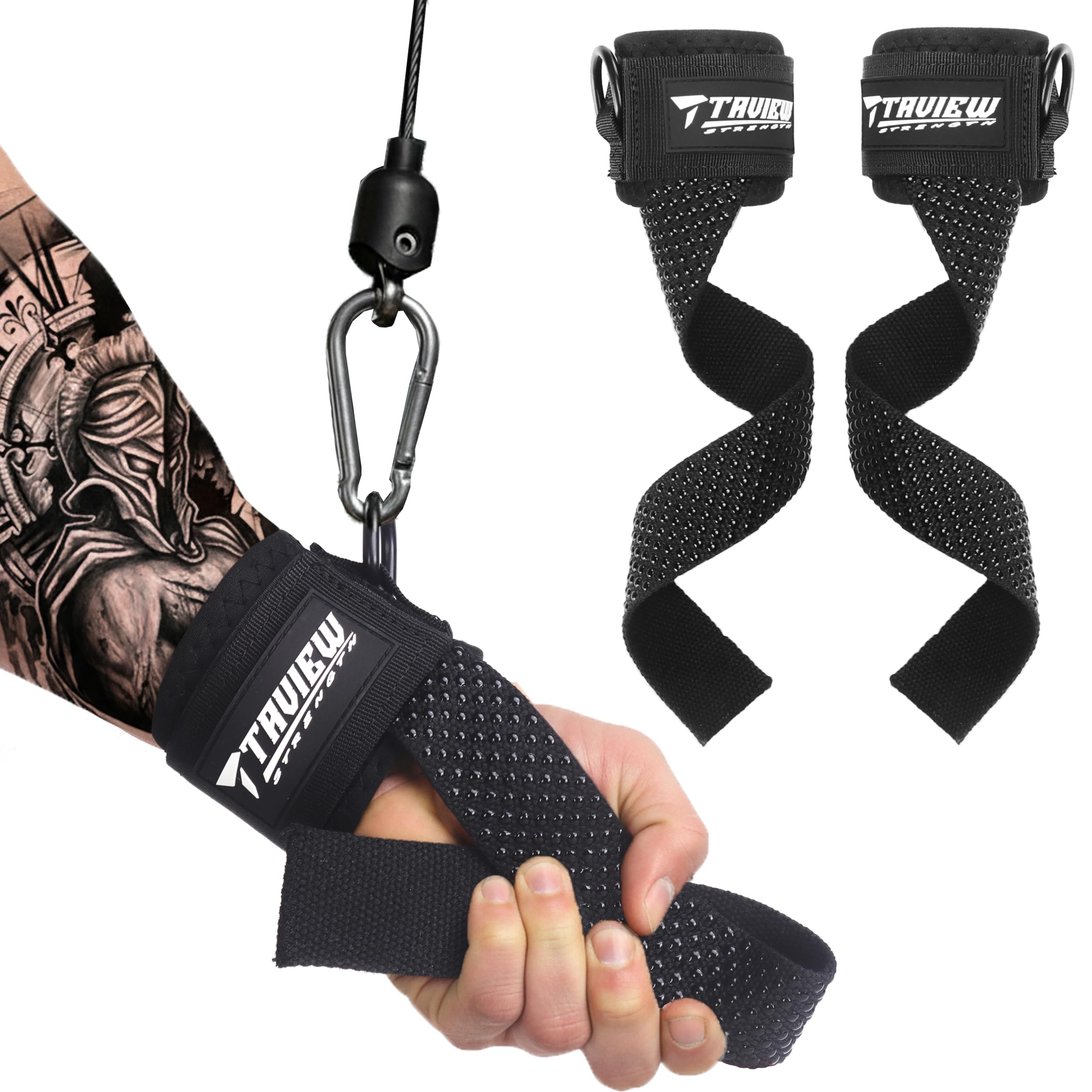 TAVIEW Weight Lifting Straps with Cuffed D Ring Wrist Support, Heavy Duty Comfortable Lifting Straps for Men with Secure Fit and Enhanced Grip for Gym Training