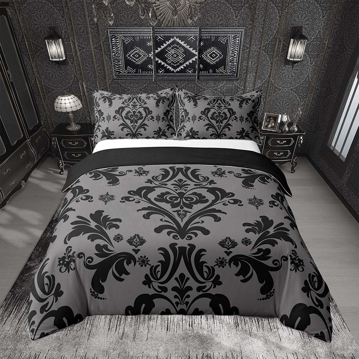 Homemissing Jacquard Damask Kids Bedding Set,Boys Girls Cot Size,Damask Pattern Duvet Cover,Boho Style Comforter Cover,Floral Print Bedclothes Modern Bedroom Decor
