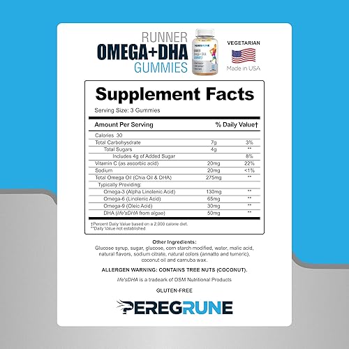 Miniatura 4 de Runner Omega 3, 6 y 9 gomitas más DHA - Suplementos diarios para correr - 50% menos azúcar - Gomitas de salud cardíaca y articular para atletas -