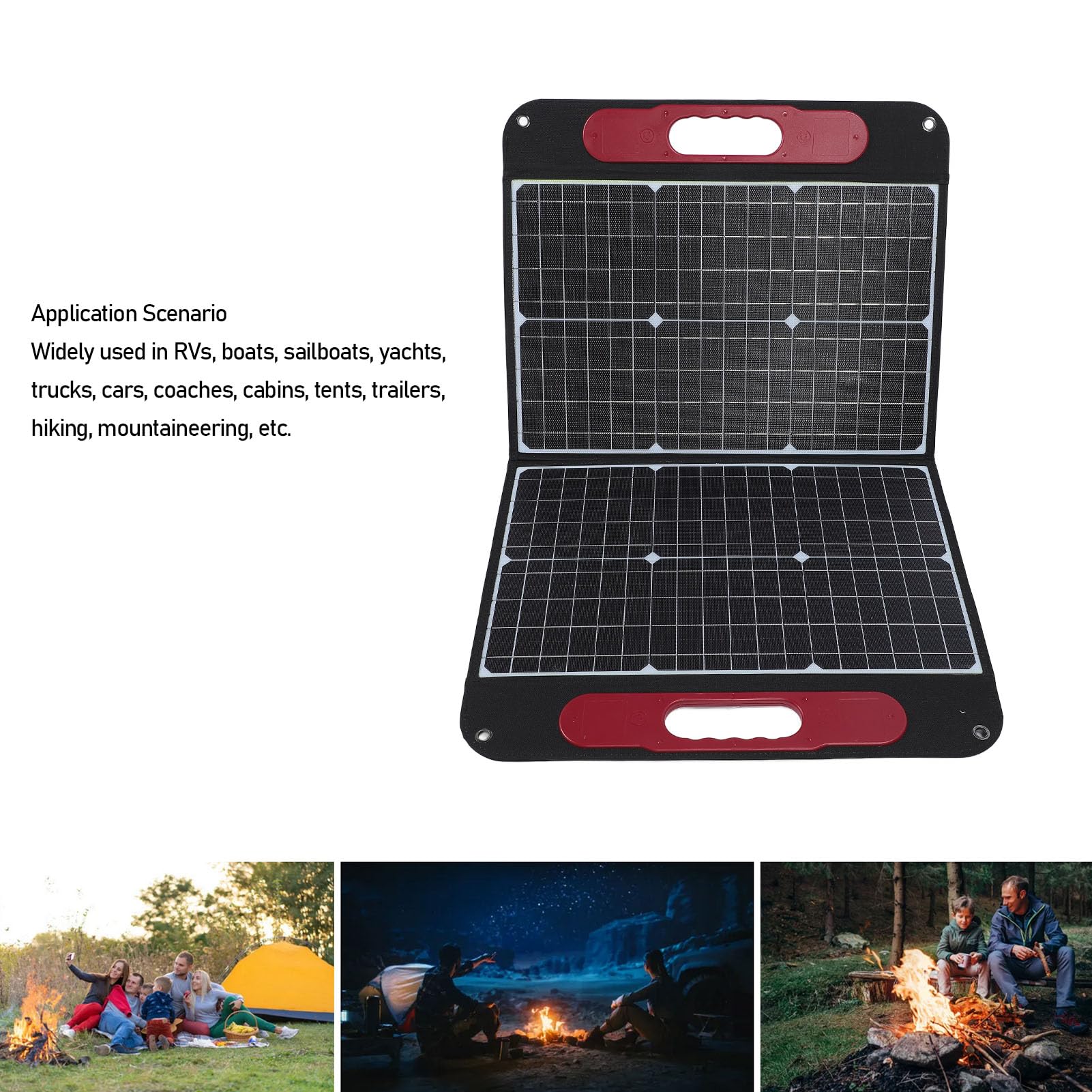 Pannello Solare Portatile da 60 W per Generatore di Centrali Elettriche, Piccola Centrale Elettrica in Silicio Monocristallino Caricatore Solare Pieghevole per Barche Rimorchio