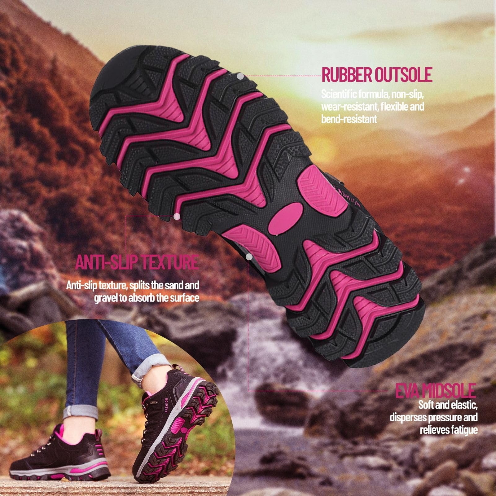 LZQpearl Chaussures Trekking & Randonnée pour Femmes, Chaussures De Marche en Plein Air pour Toutes Les Saisons, Chaussures De Sport Basses, Escalade, Voyage, Pêche, Camping