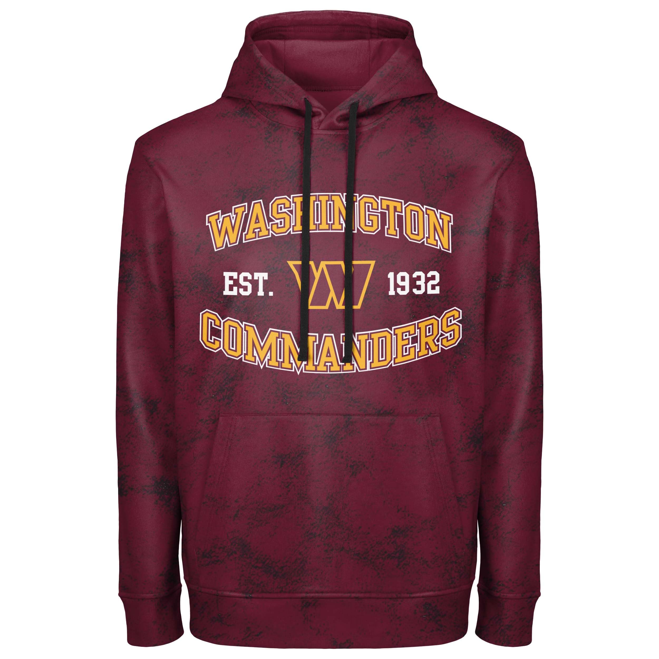 FOCO NFL Men's Officially Licensed Established Wordmark Camo Performance Throwback Team Color Pullover Sweatshirt Hoodie, Commanders - Burgundy, X-Large