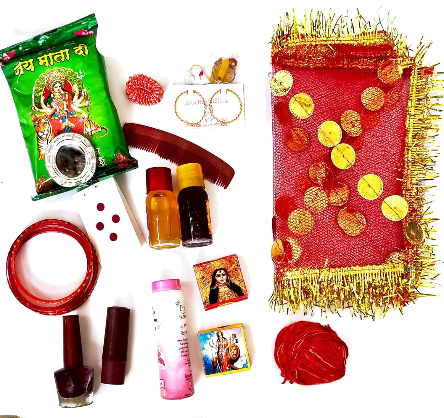 Navratri MATA Rani Suhag Pack Devi Solah Shringar 16 Shringar Set Navratre Puja Set of 16 Suhag Items