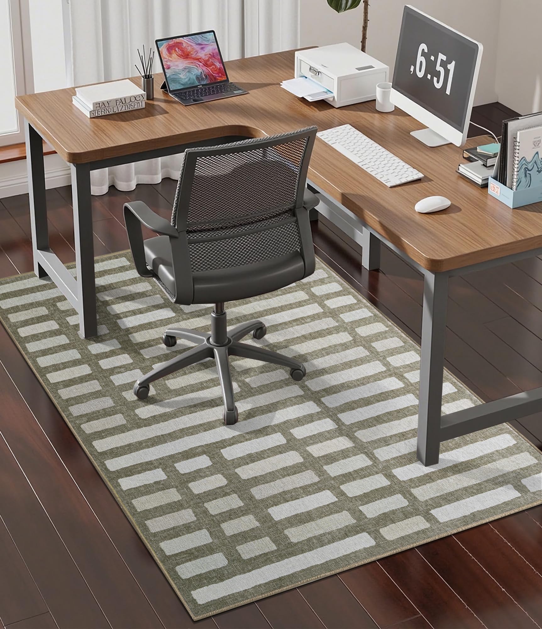 chakme Office Chair Mat for Hardwood Floor, 48"x36" Easy Glide Computer Desk Mat Protector for Rolling Chair Under Desk Rug Nonslip Backing, Machine Wash, (Dark Brown Plaid)