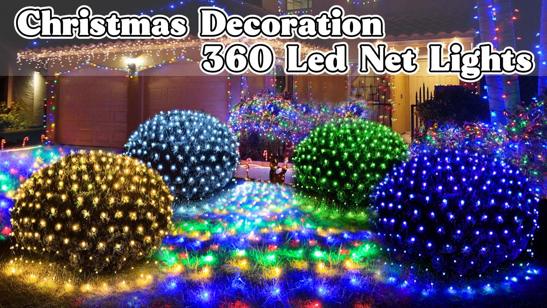 360 LED Colorful Christmas Net Lights Outdoor 8 Modes, 21ft x 5ft