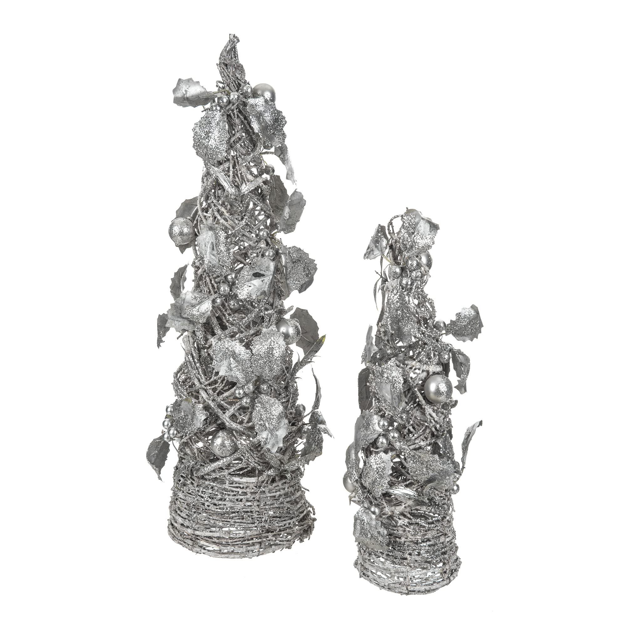 Christmas Village Handcrafted Christmas Tree Twin Set - Silver - New