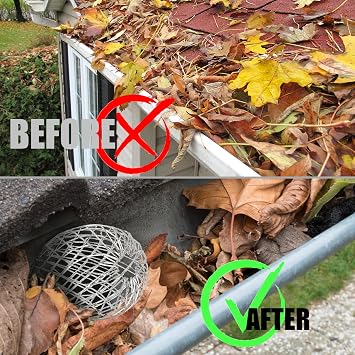 CAPHONT 8 Pack Downspouts Gutter Guard 3.5 Inch Downspout Filter Strainers Expandable Aluminum Leaf Filter Strainer Gutter Guards Mesh Preventing Blockage Leaves Debris